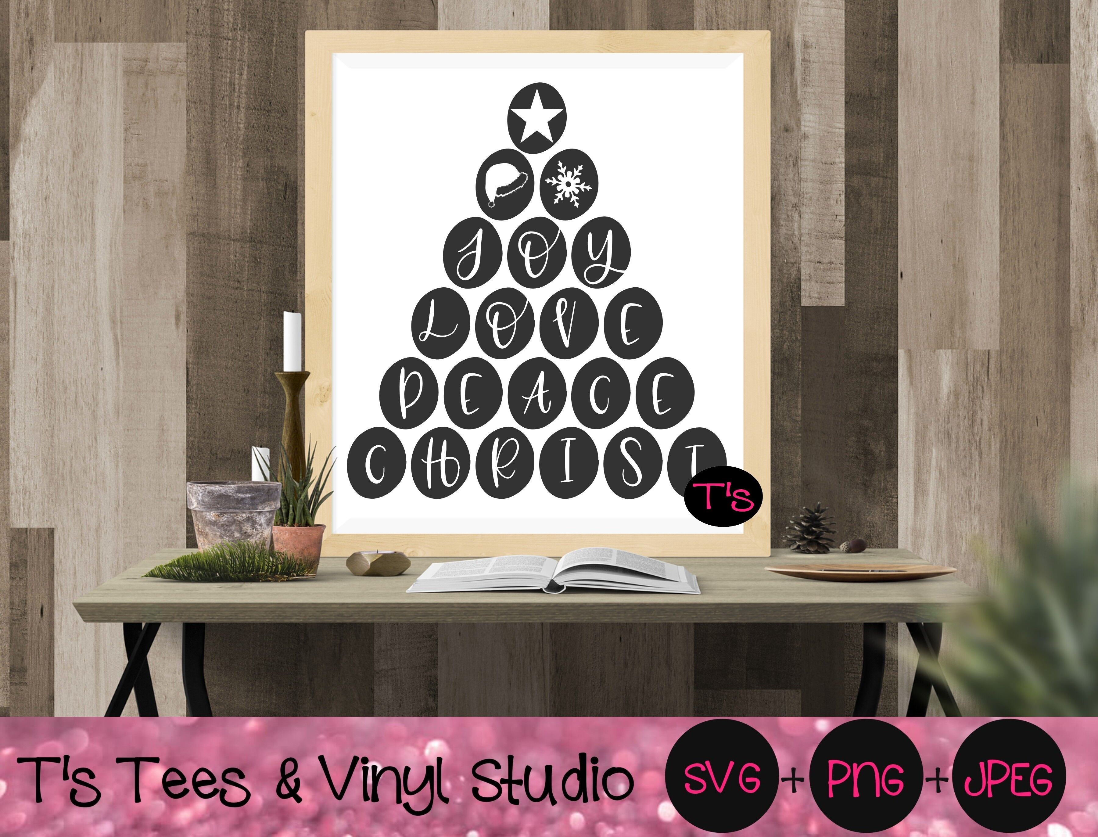 Download Christmas Tree Svg Inspirational Words Christmas Knockout Joy Love By T S Tees Vinyl Studio Thehungryjpeg Com