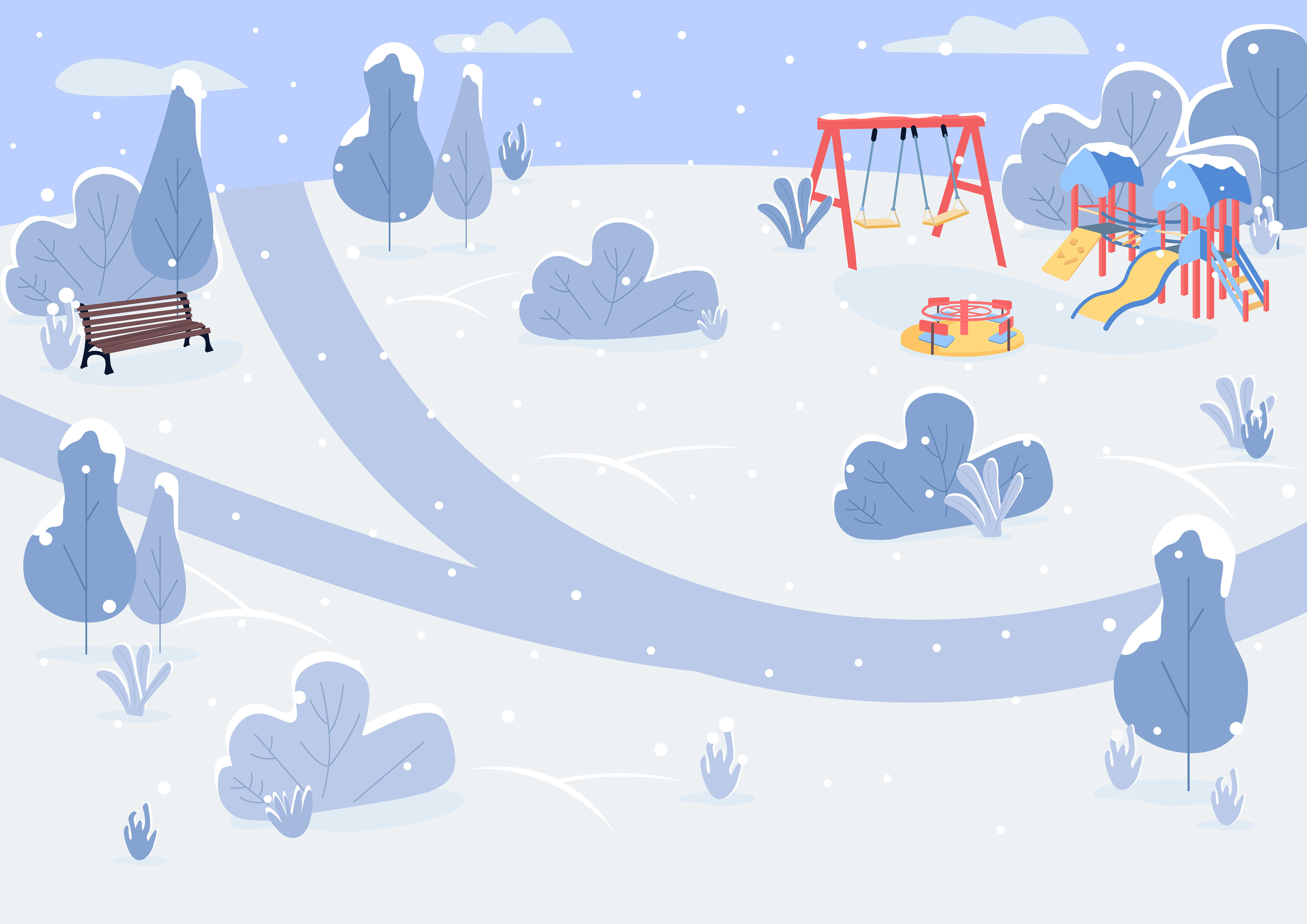 Download Winter park flat color vector illustration By ntl-studio ...