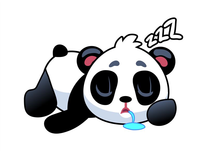 Panda sleeping. Cute asian adorable bear lying, china baby mascot, wil By  YummyBuum | TheHungryJPEG