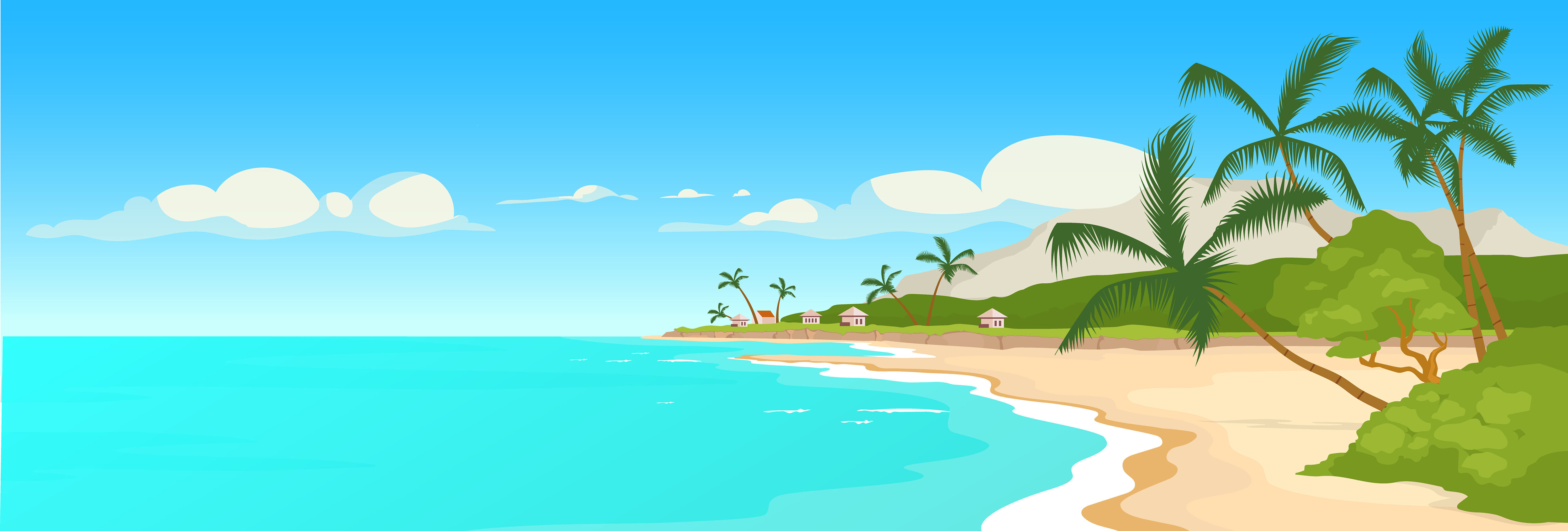 Tropical sandy beach flat color vector illustration By ntl-studio ...