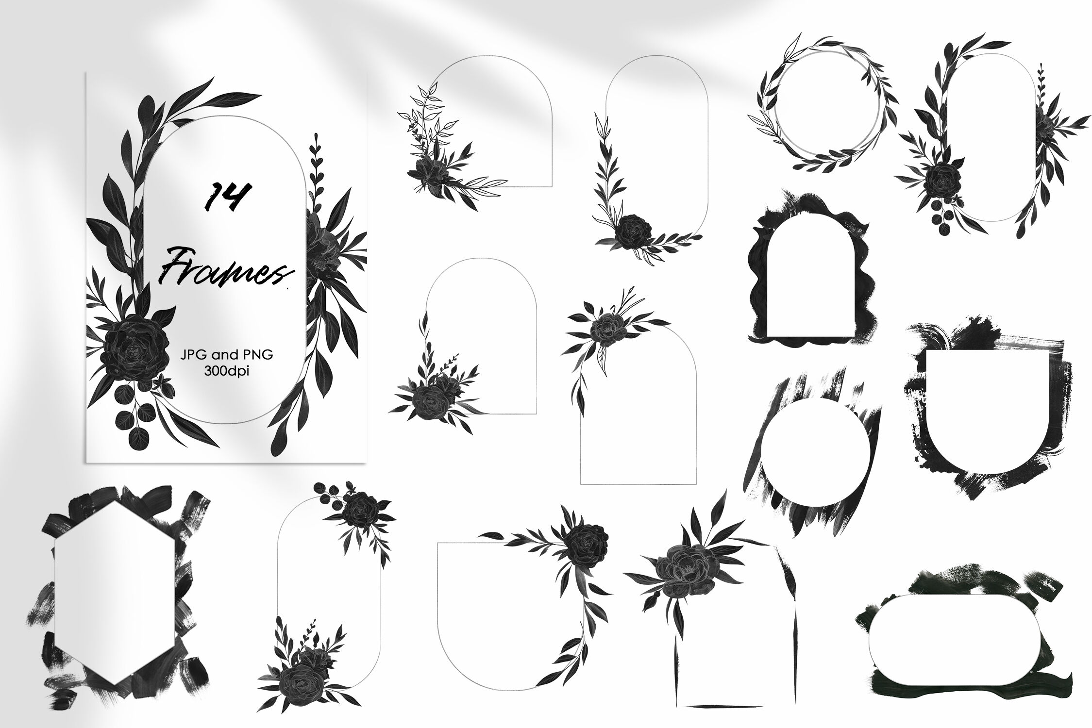 Black Flowers And Abstract Clipart By NataAr | TheHungryJPEG