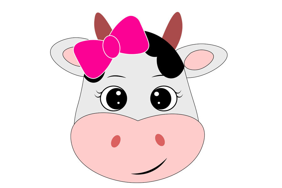 Download Cow Face Svg With Bow Cute Cow Svg Cow Clip Art Cow Svg Design Far By Lillyarts Thehungryjpeg Com
