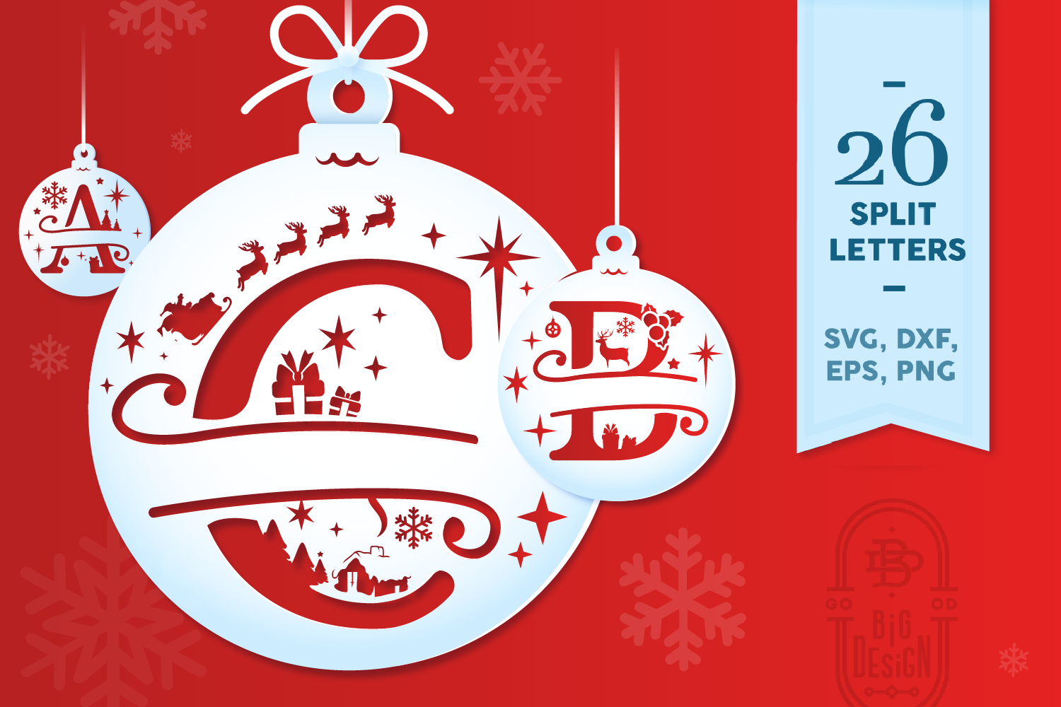 Download Christmas Split Letters - Christmas Monogram SVG By Big ...