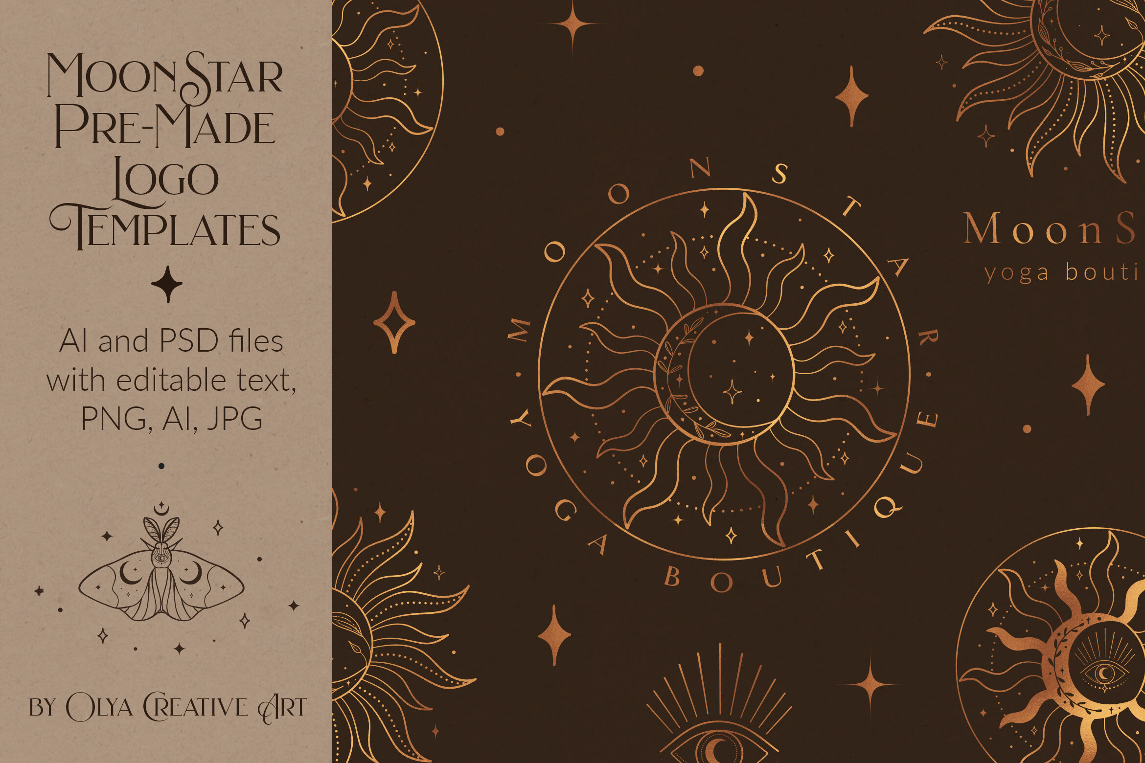 Download Mystic Sun Moon Logo Templates Kit. Abstract, branding ...