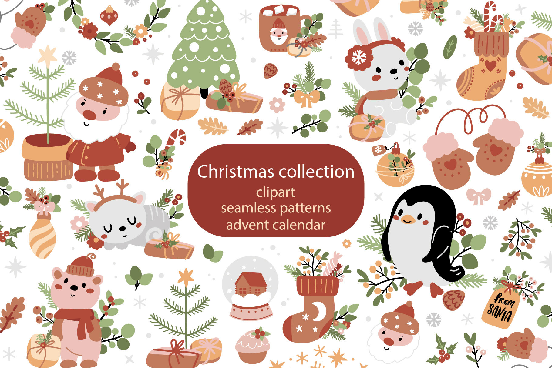 Download Christmas Collection With Cute Animals By Laeti M Thehungryjpeg Com