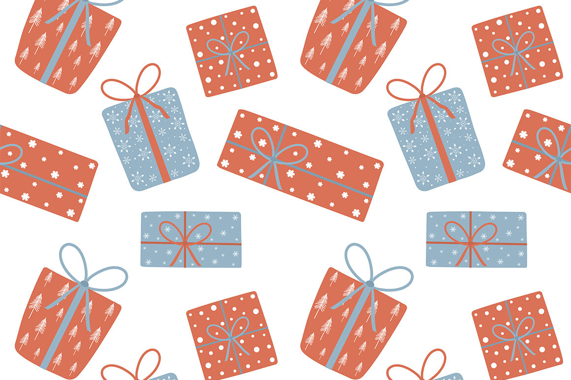 Vector Simple Pattern Of Boxes, Gifts On A White Background. Used For  Wallpapers, Wrapping Paper, Textiles. Holidays Christmas And New Year.  Royalty Free SVG, Cliparts, Vectors, and Stock Illustration. Image 89930450.