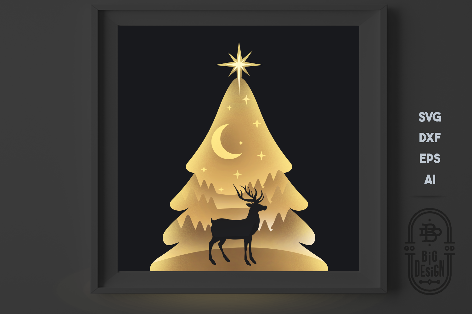 Download Christmas Tree Svg 3d Scene Layered Design Paper Light Box By Big Design Thehungryjpeg Com