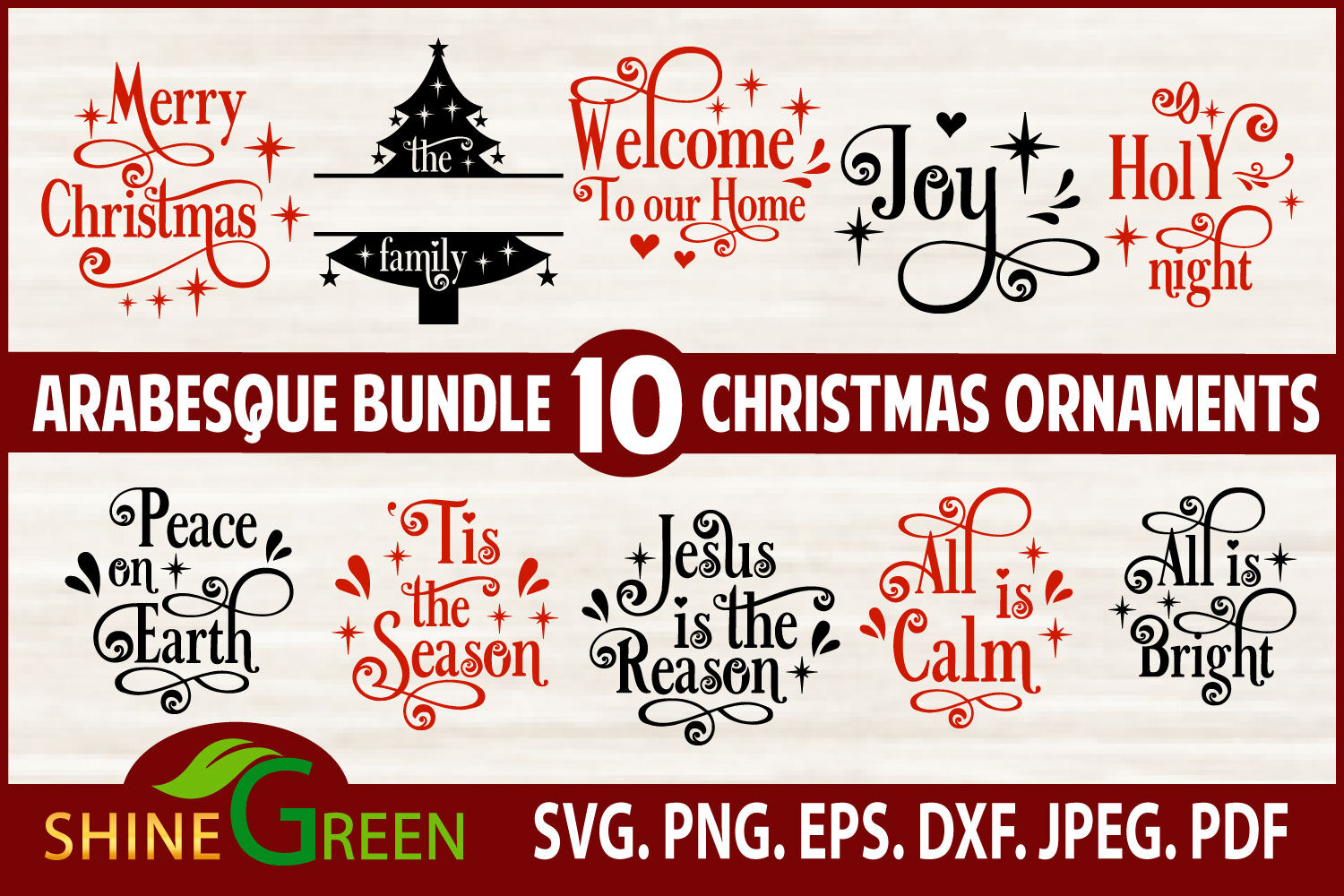 Download Arabesque Bundle SVG - 10 Christmas Ornaments By ...