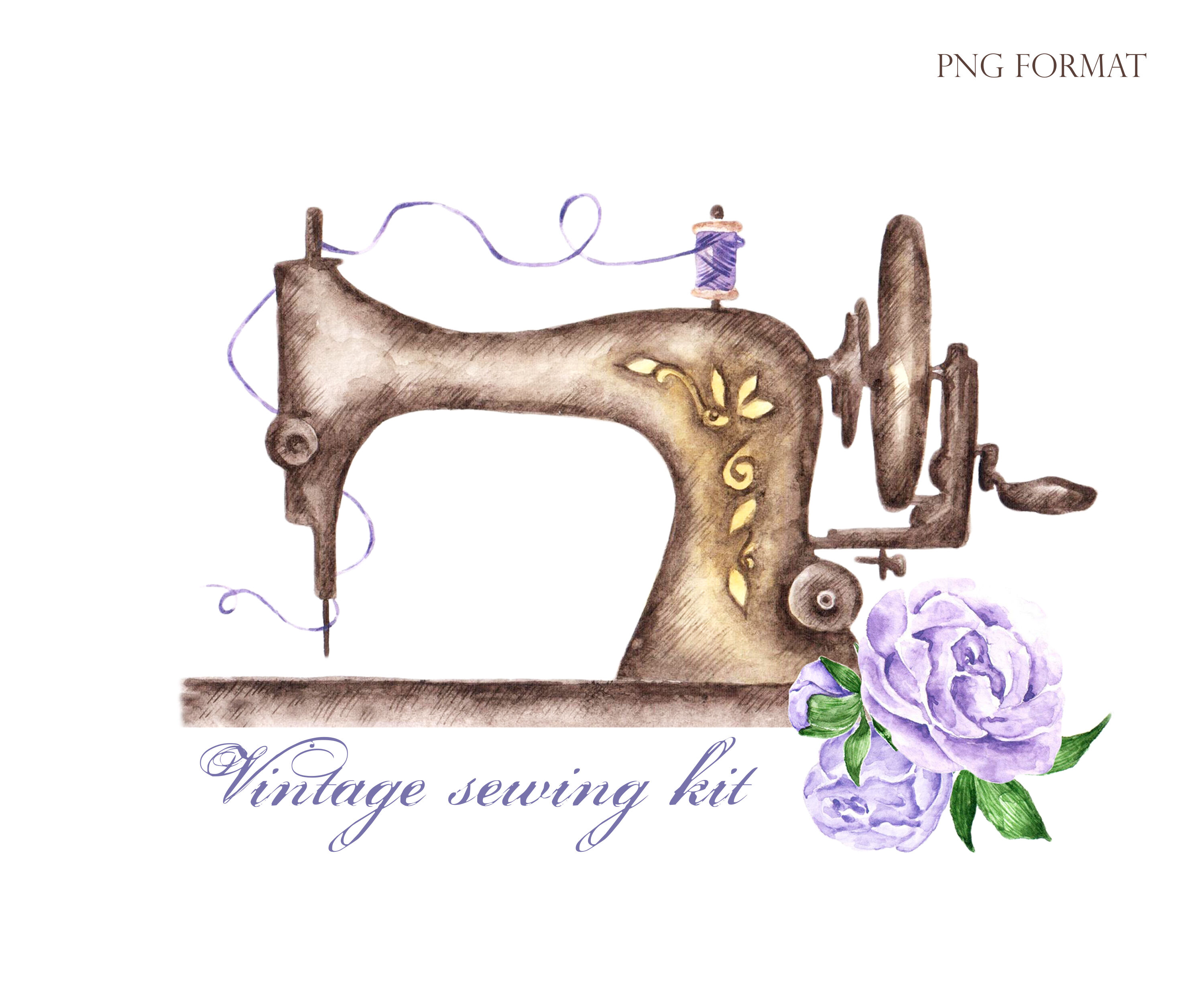 Vintage Sewing Machine Sublimation Clipart