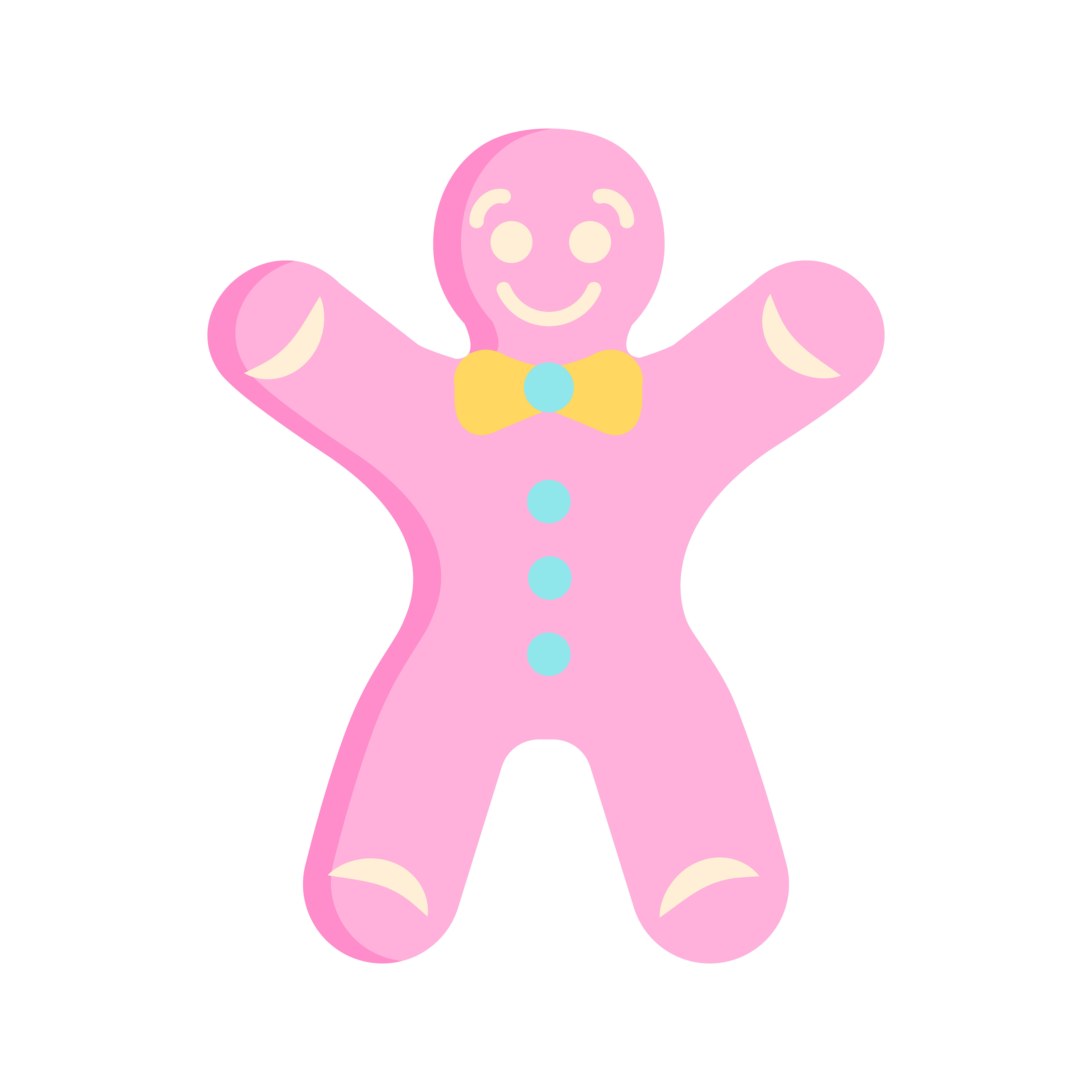 Pink gingerbread man flat vector abstract element By bsd studio 