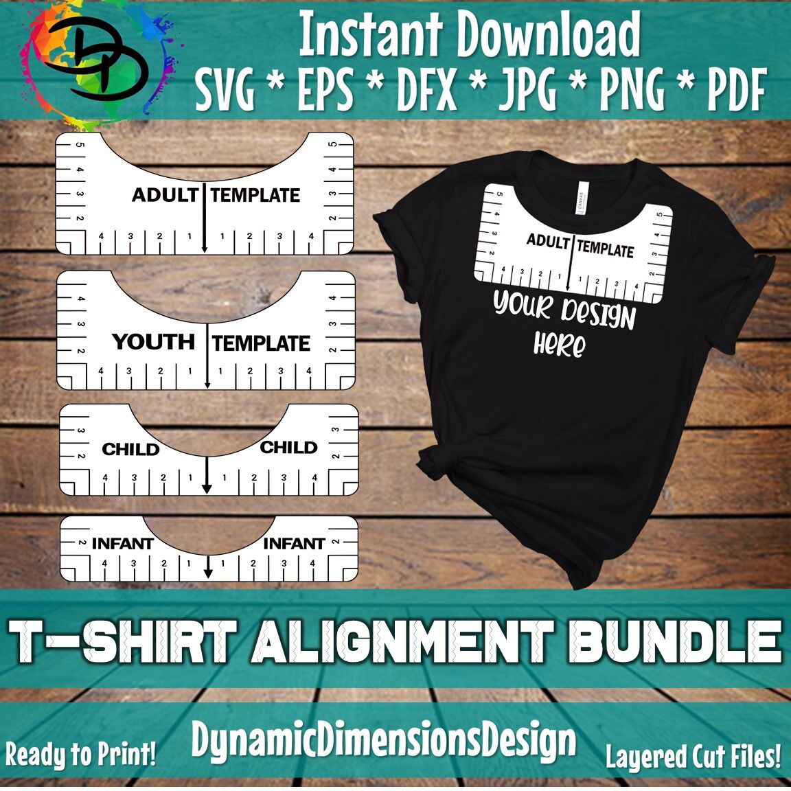 Tshirt Ruler SVG Bundle, T-shirt Alignment Tool DXF, Shirt Placement G By Dynamic Dimensions ...