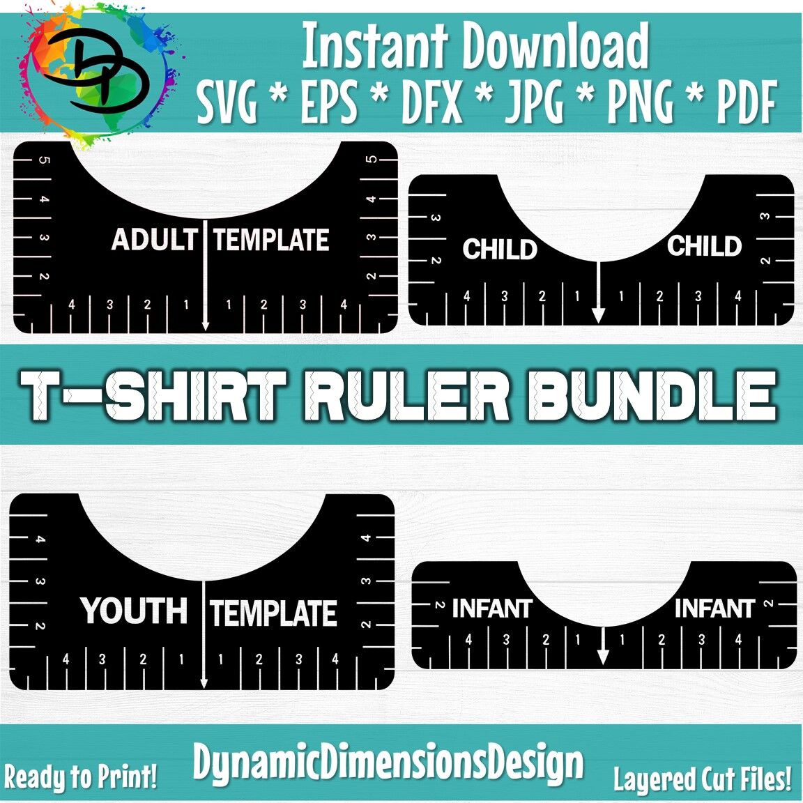 Tshirt Ruler SVG Bundle, T-shirt Alignment Tool DXF, Shirt Placement G By  Dynamic Dimensions