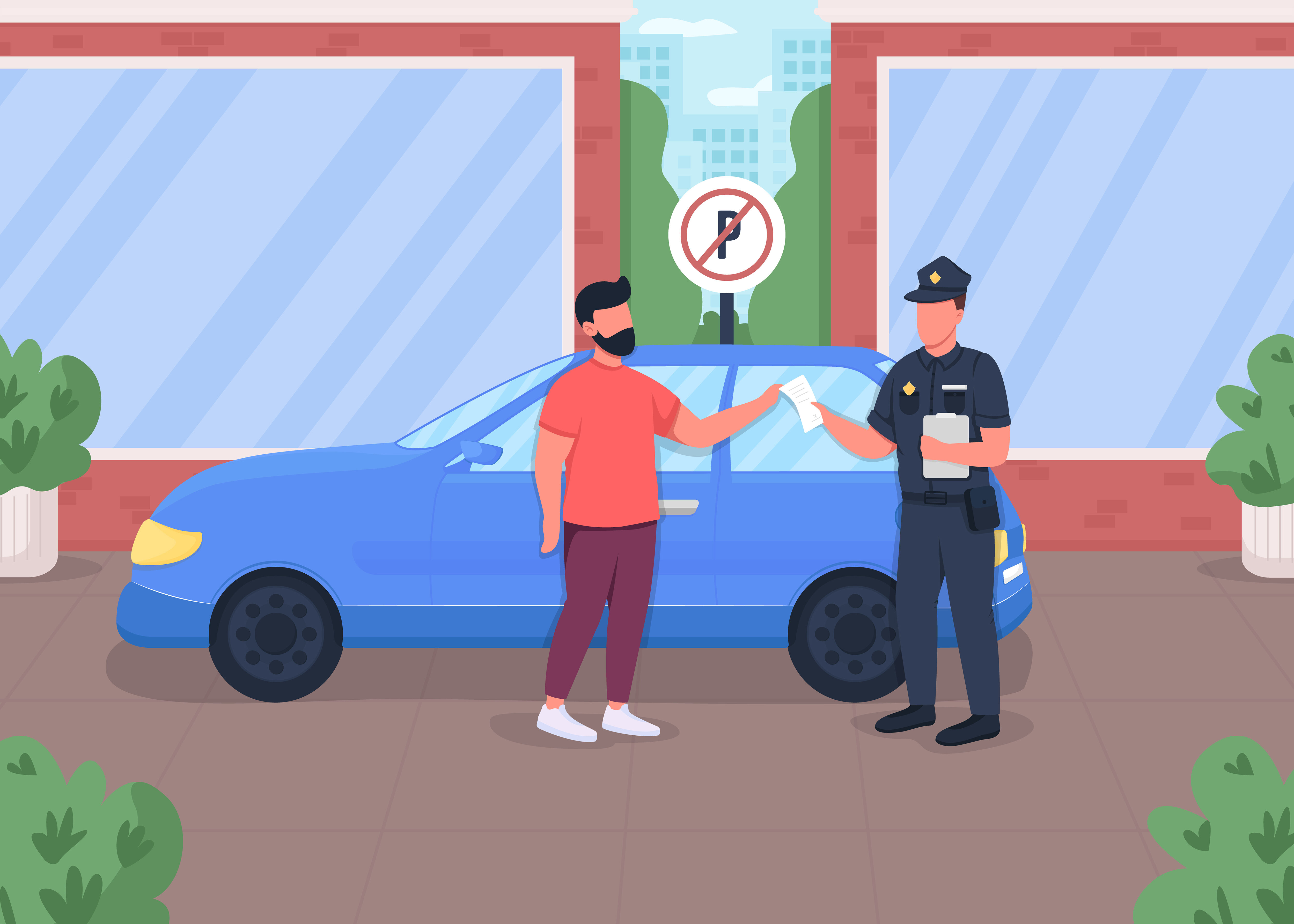 Traffic ticket flat color vector illustration By ntl-studio ...