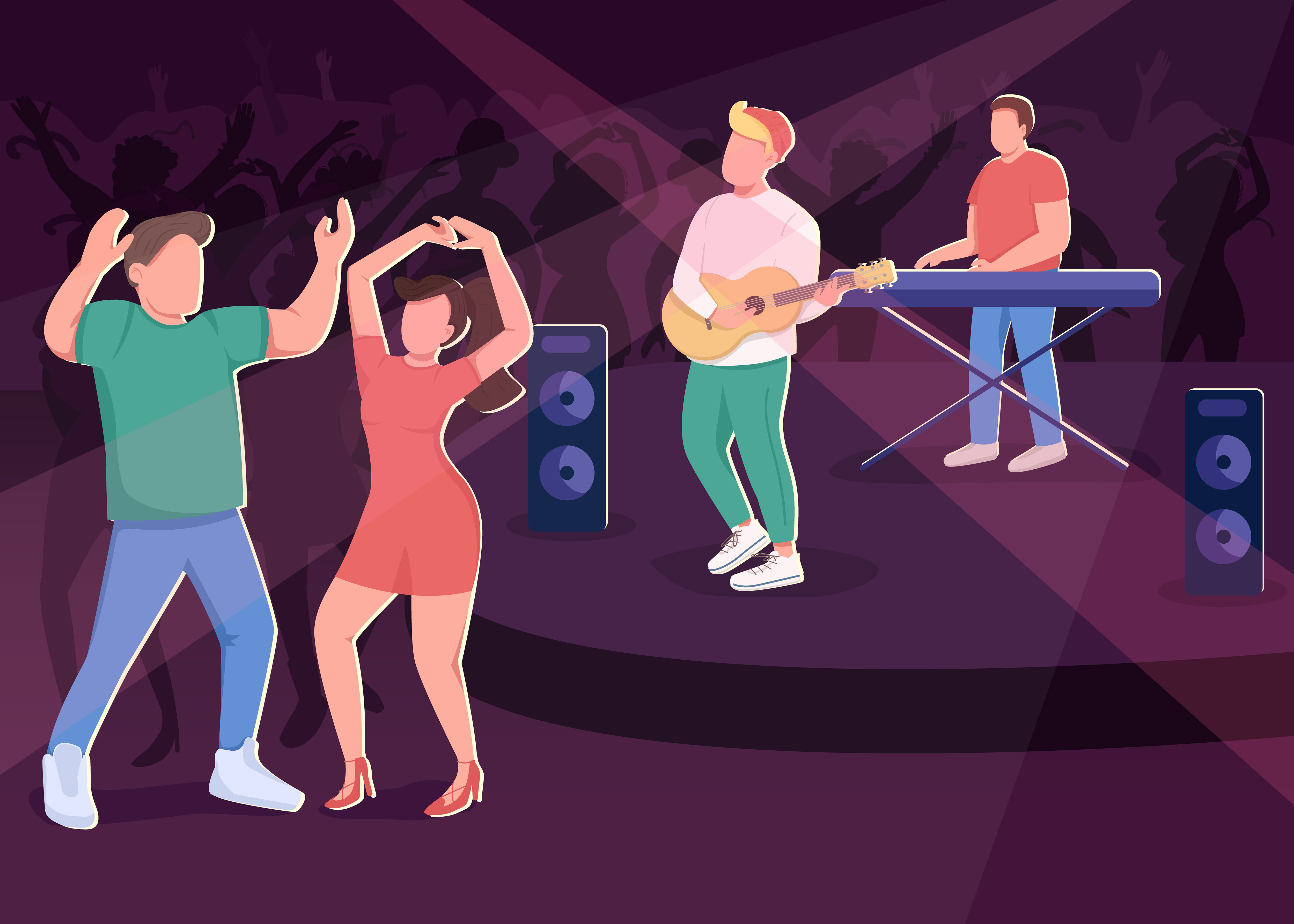 Club concert flat color vector illustration By ntl-studio | TheHungryJPEG