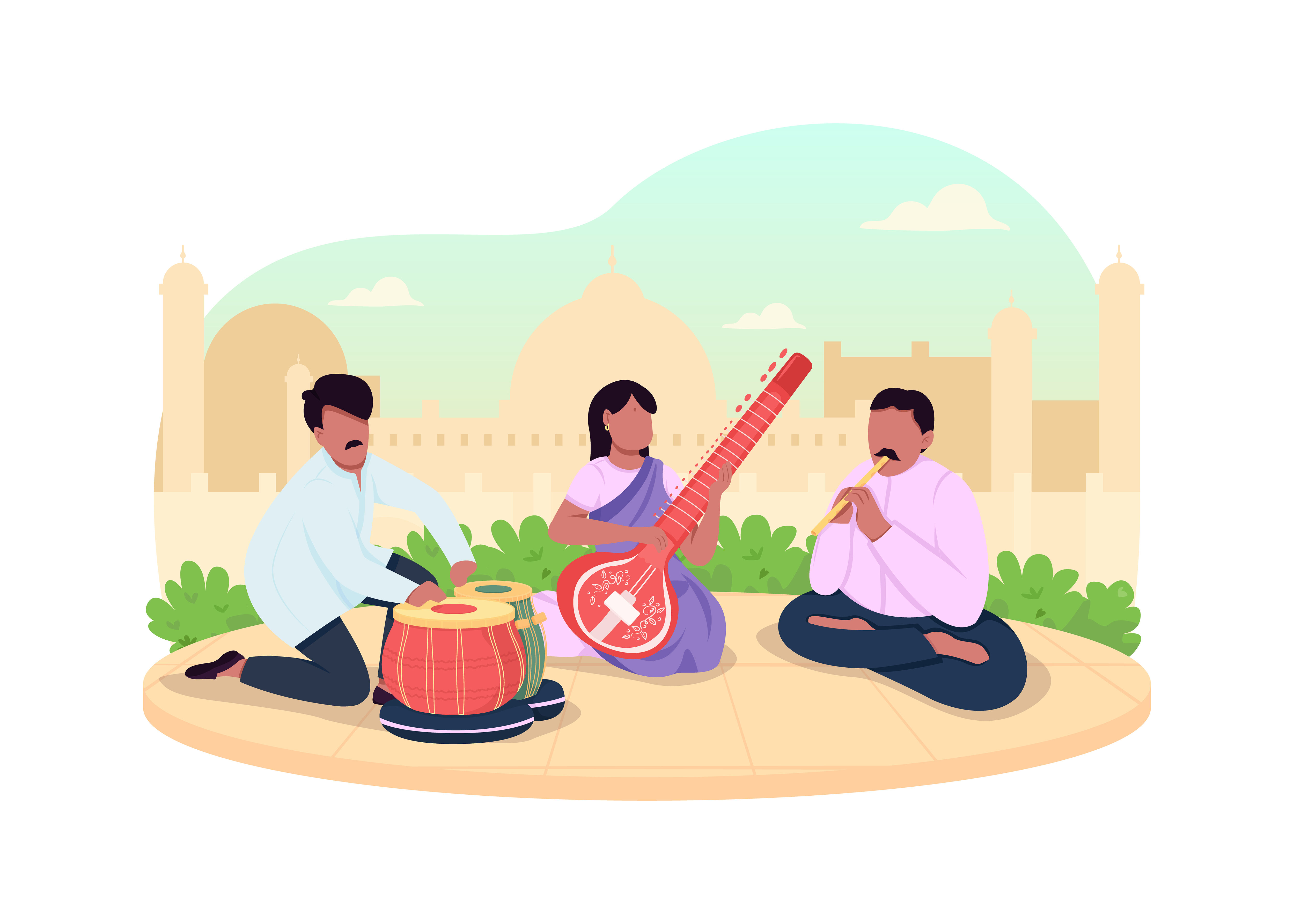 Indian traditional music 2D vector web banner, poster By ntl-studio ...