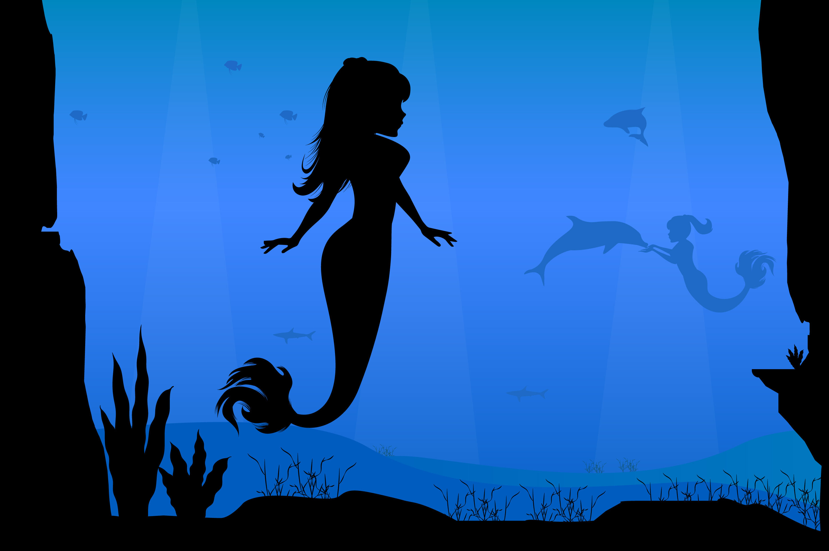 mermaid silhouette underwater