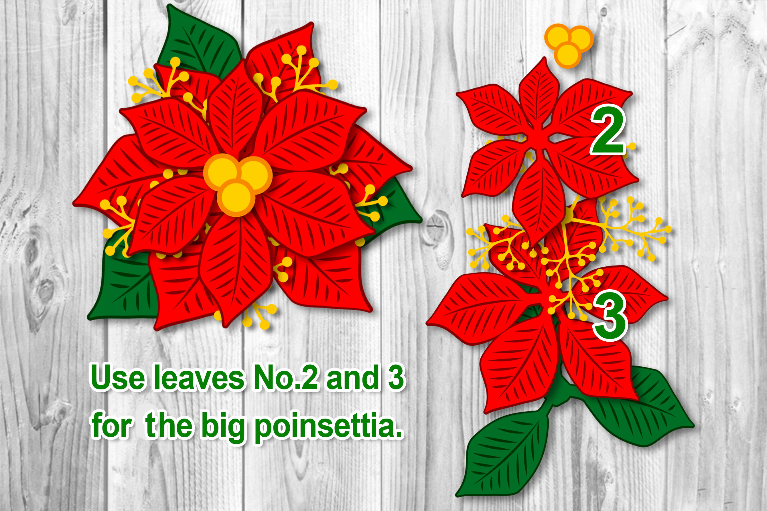 Download Christmas Poinsettia Bunches Builder SVG Clipart Layered ...