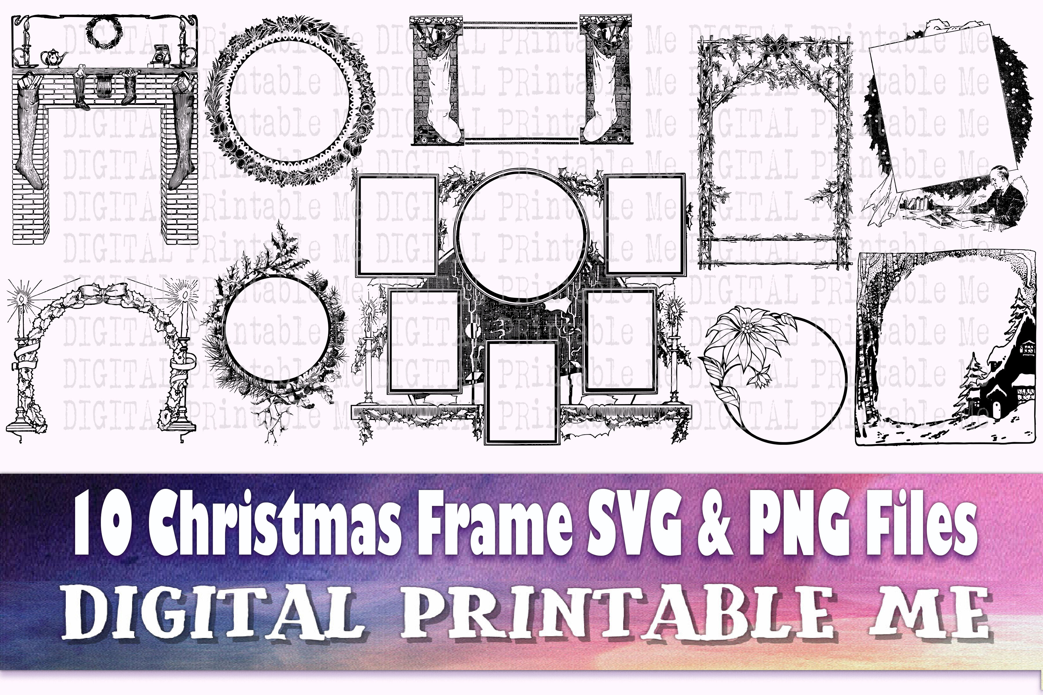 Download Christmas Frames Svg Bundle Holiday Png Clip Art Pack 10 Images By Digitalprintableme Thehungryjpeg Com