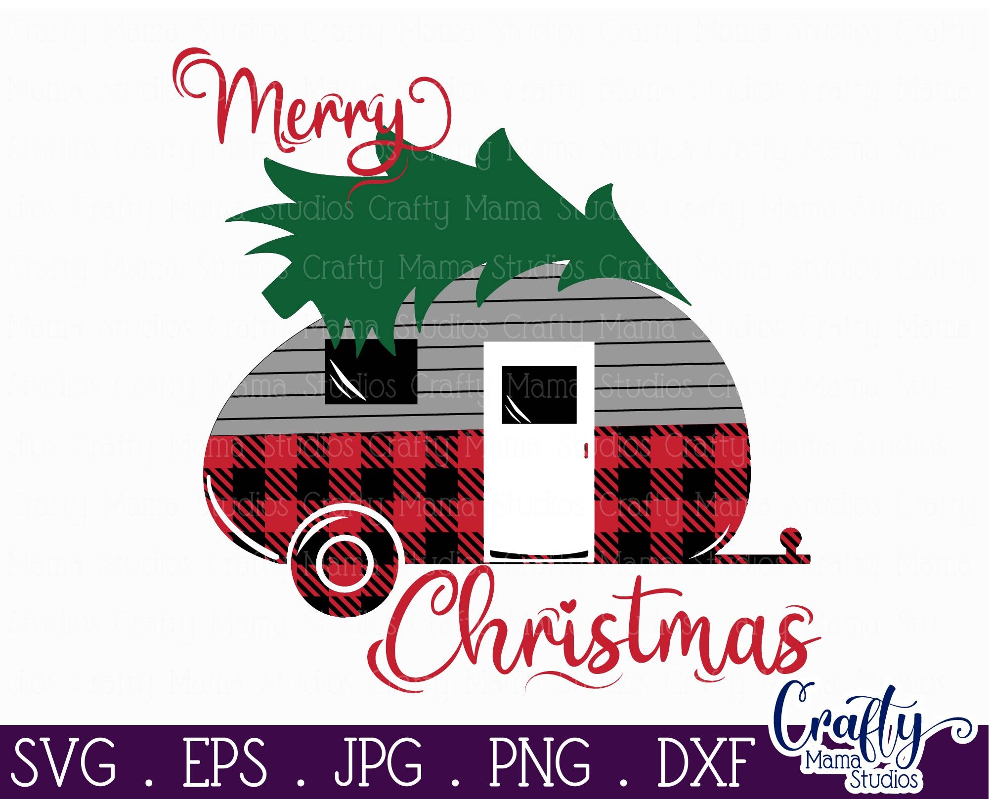 Christmas Svg, Camping Svg, Buffalo Plaid Camper Christmas By Crafty