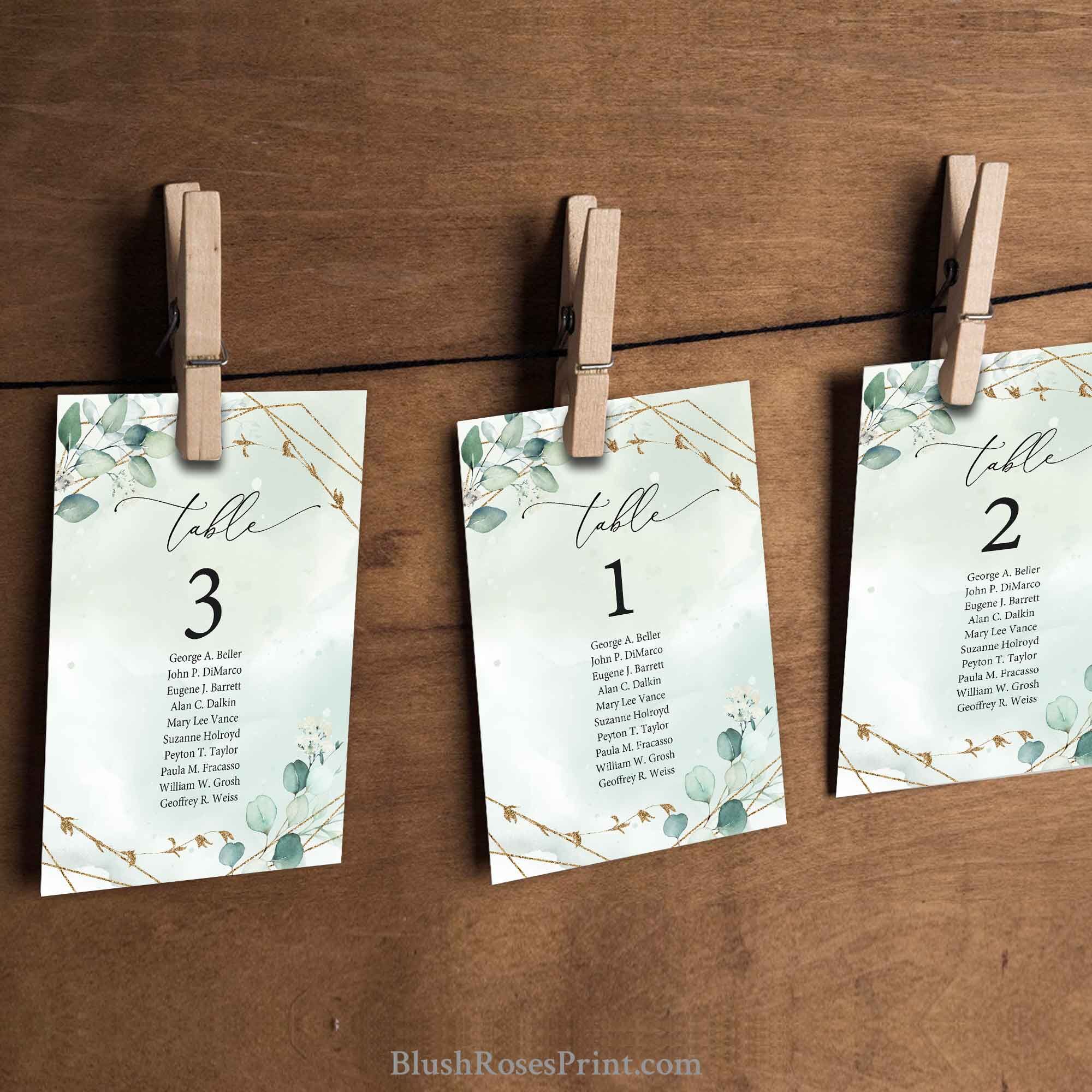 Wedding Seating Chart Cards Template Table Number Seating 