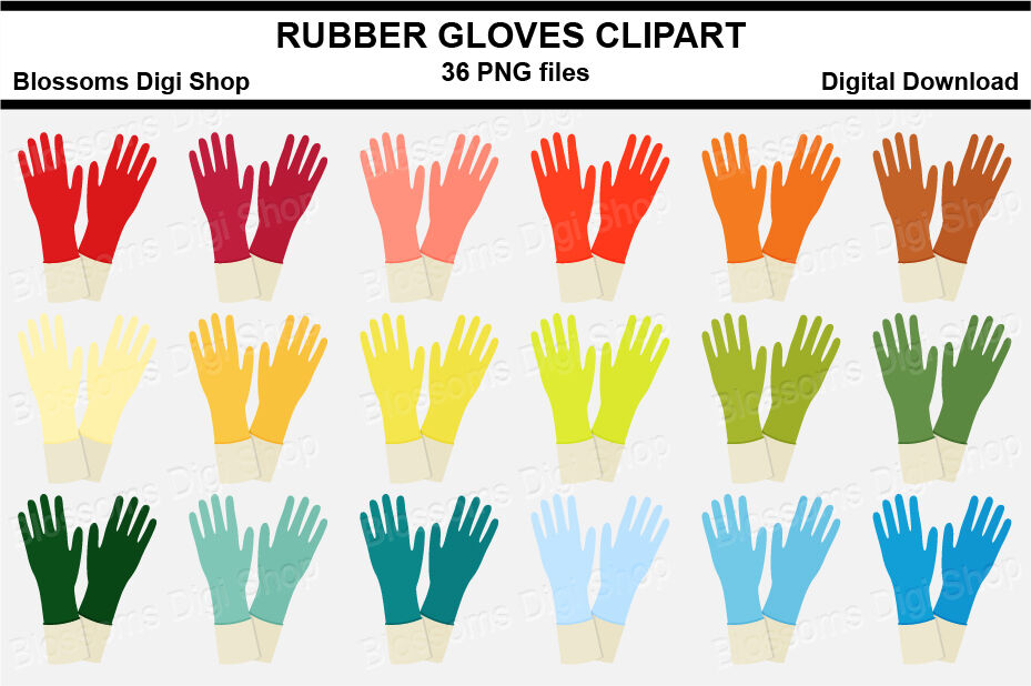 Rubber Gloves Sticker Clipart 36 Files Multi Colours By Blossoms Digi Shop Thehungryjpeg