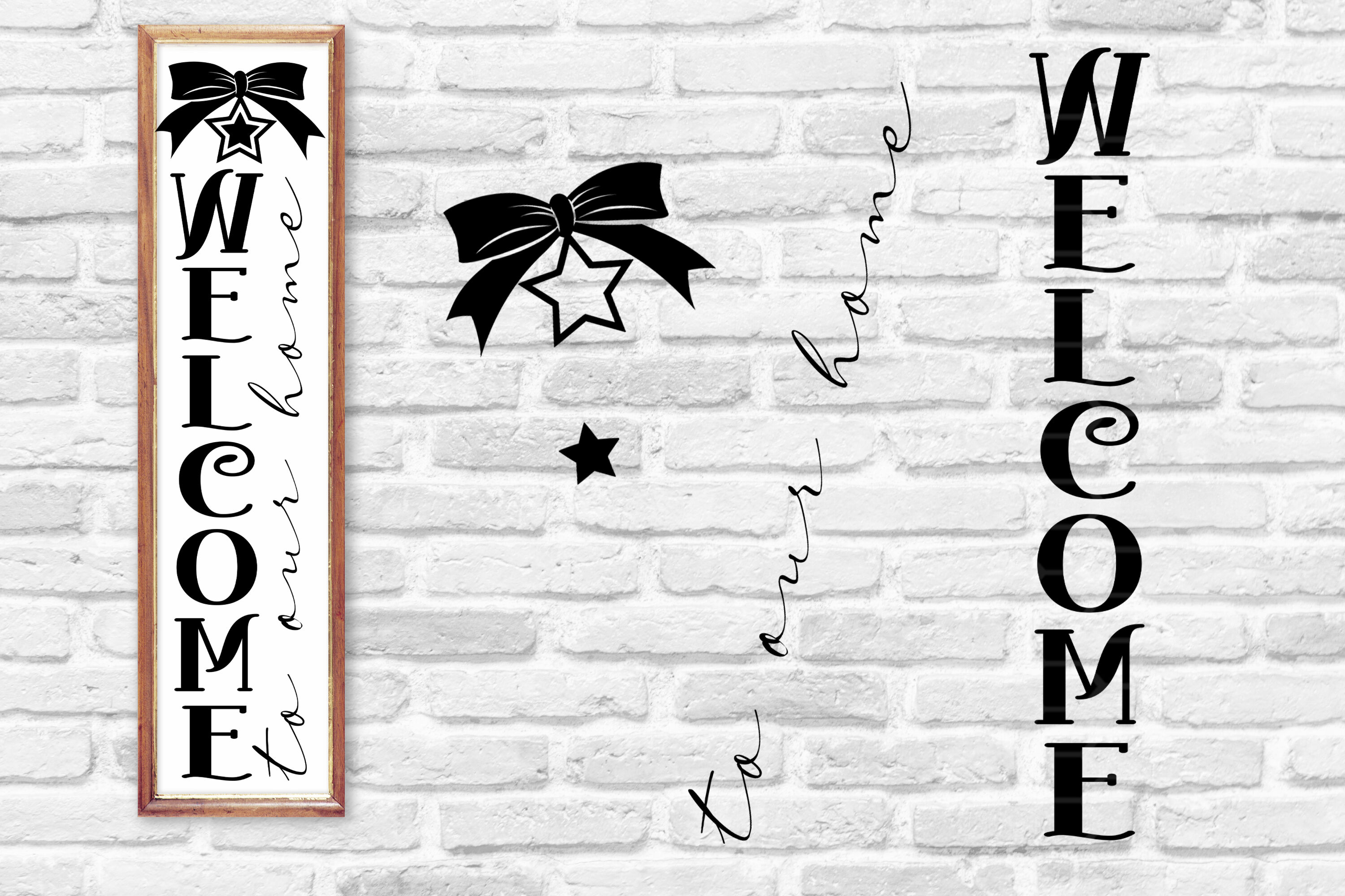 Christmas Vertical Porch Sign SVG Set 4 - Welcome to our Home, Merry By