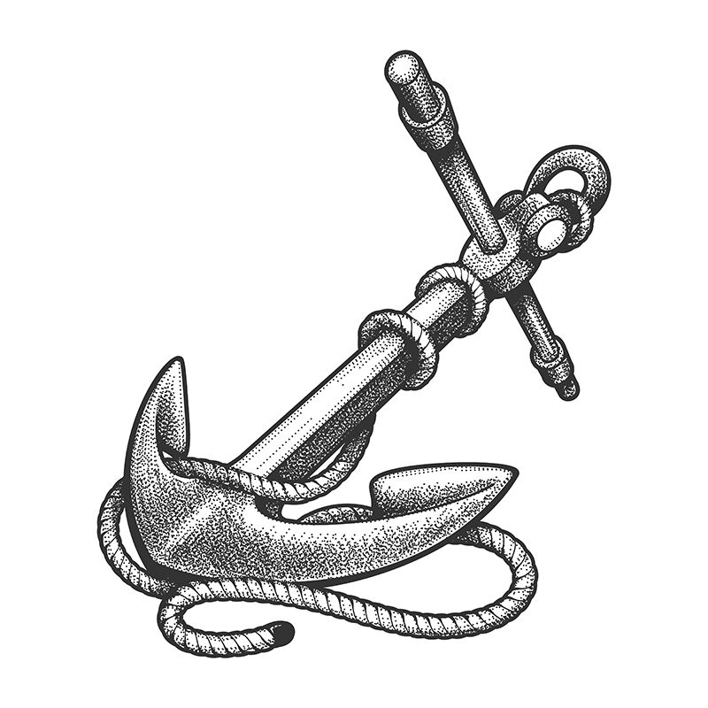 Ship Anchor Tattoo in engraving Style By Olena1983 | TheHungryJPEG
