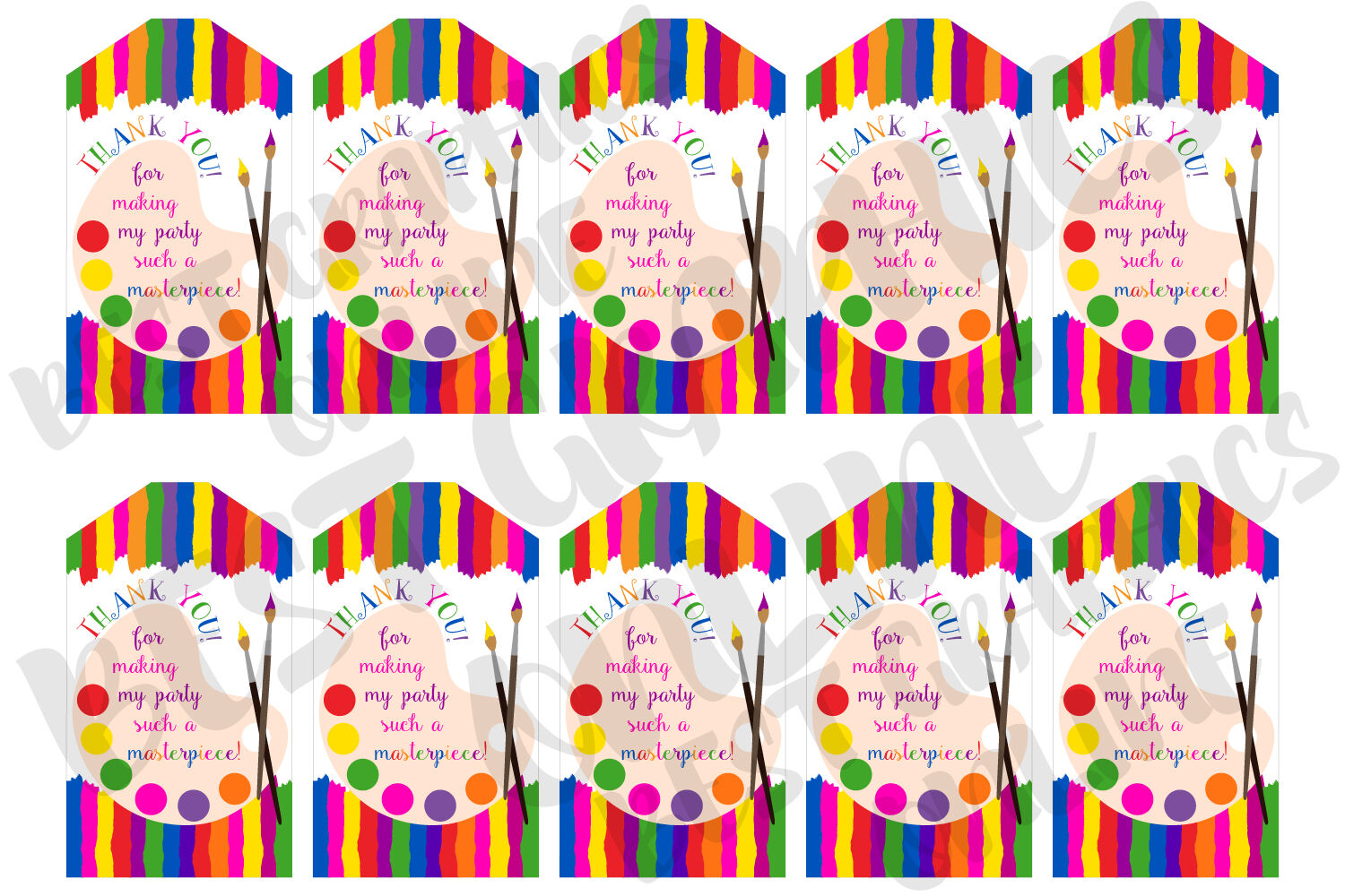 Art Party Printable Party Favor Tags By Best Graphics Online