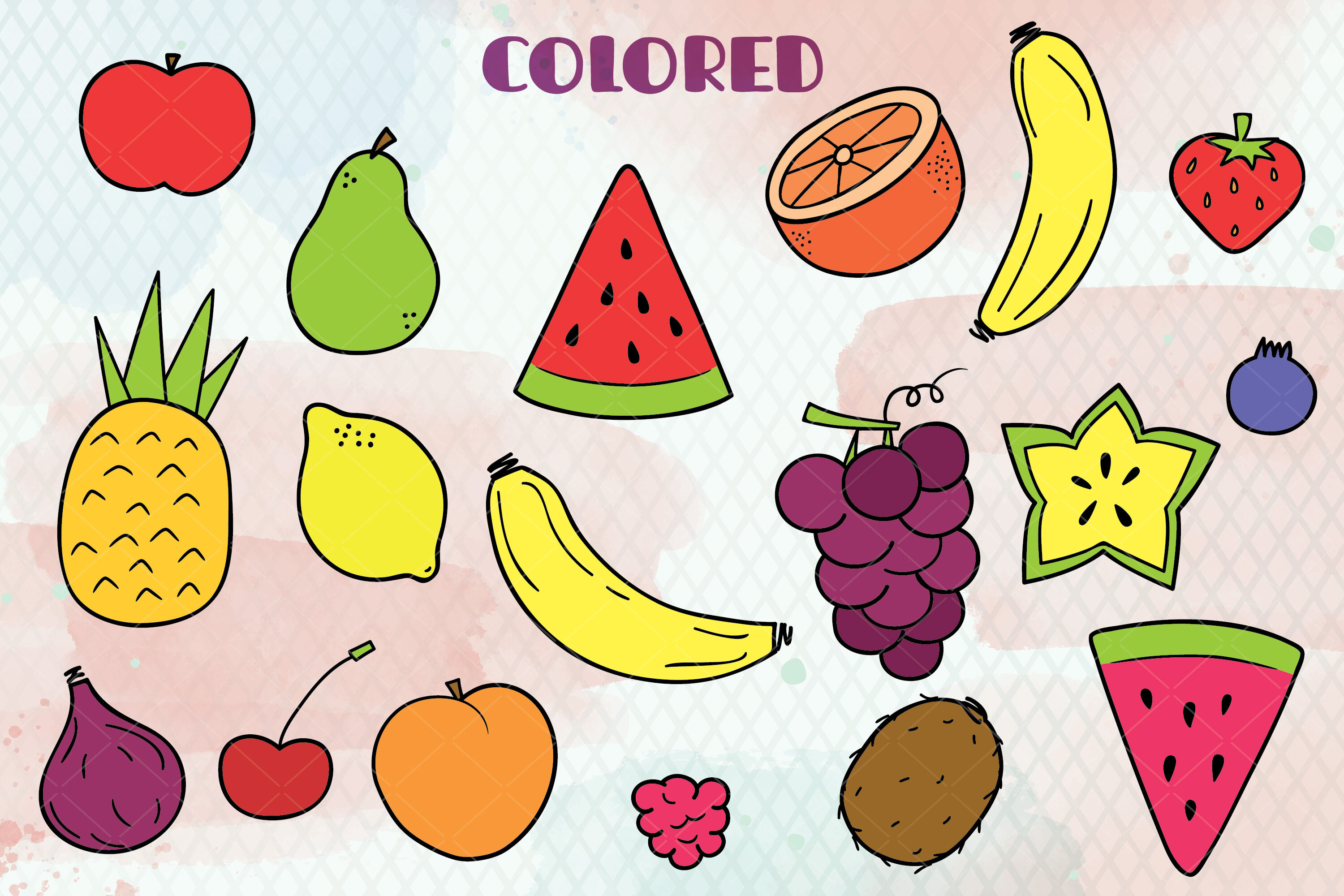 Эскизы аппликаций фрукты цветные
