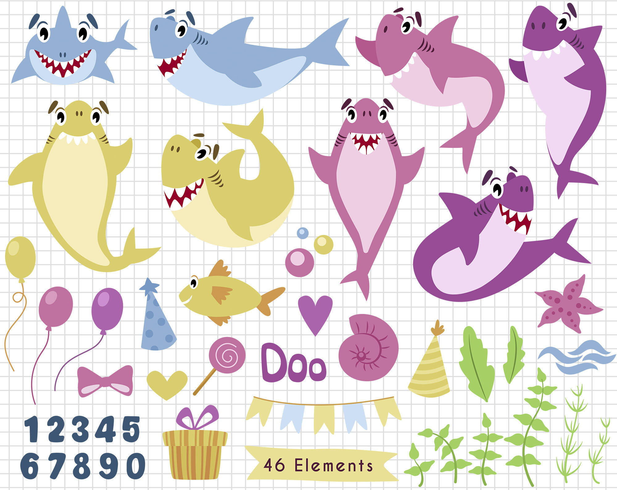 Download Baby Shark Svg Clipart By Watercolor Arts Thehungryjpeg Com SVG, PNG, EPS, DXF File