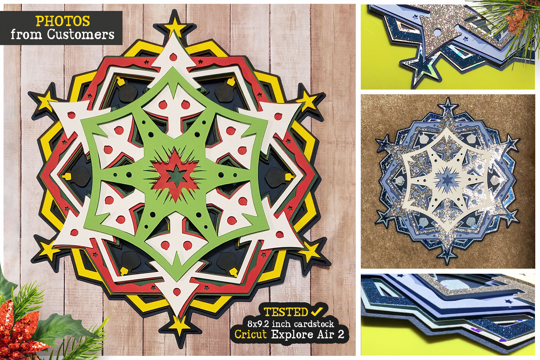 Download Layered 3D Christmas Mandala SVG Cut File By Pixaroma ...