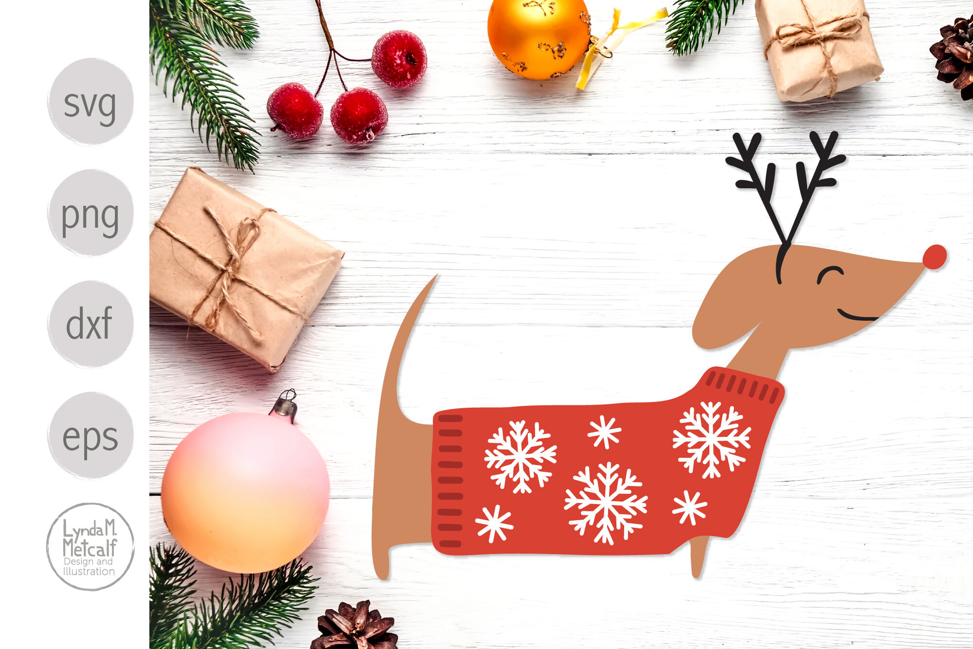 Christmas Dachshund svg, Winter Dog svg By LyndaMMetcalf