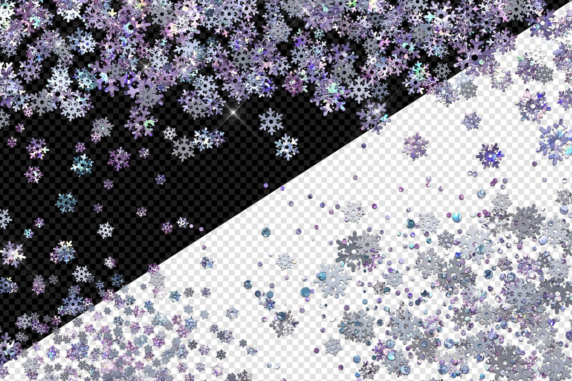 Holographic Snowflake Glitter Overlays By Digital Curio