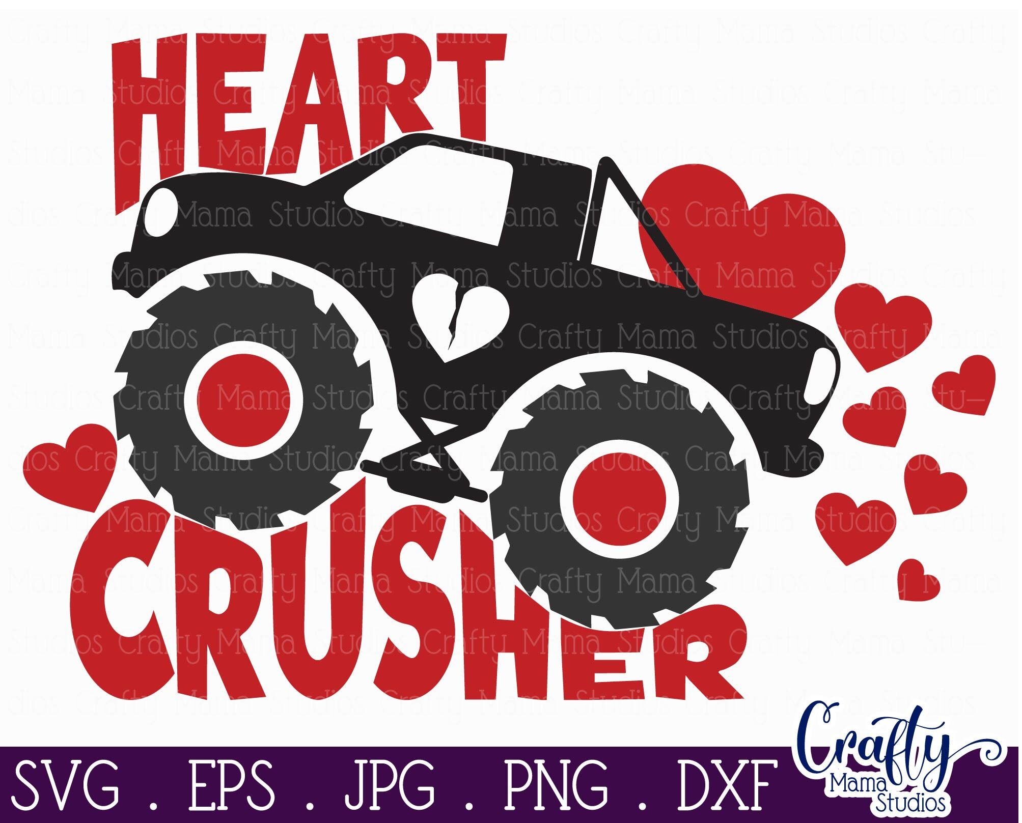 Valentine's Day SVG, Heart Crusher Svg, Monster Truck Svg ...