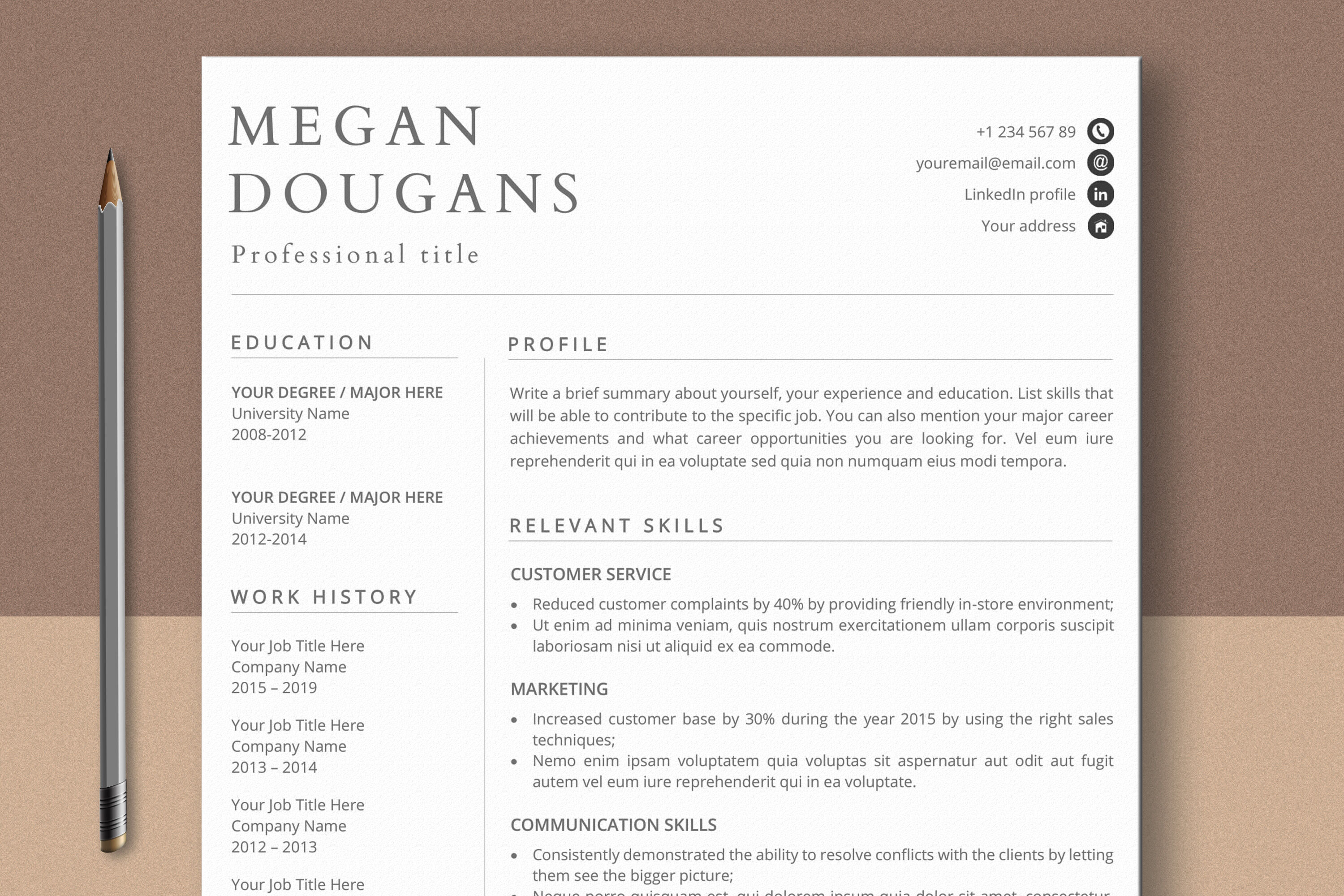 Skills Based Resume Template Mac Pages Word By Lemonstudiocreations Thehungryjpeg Com