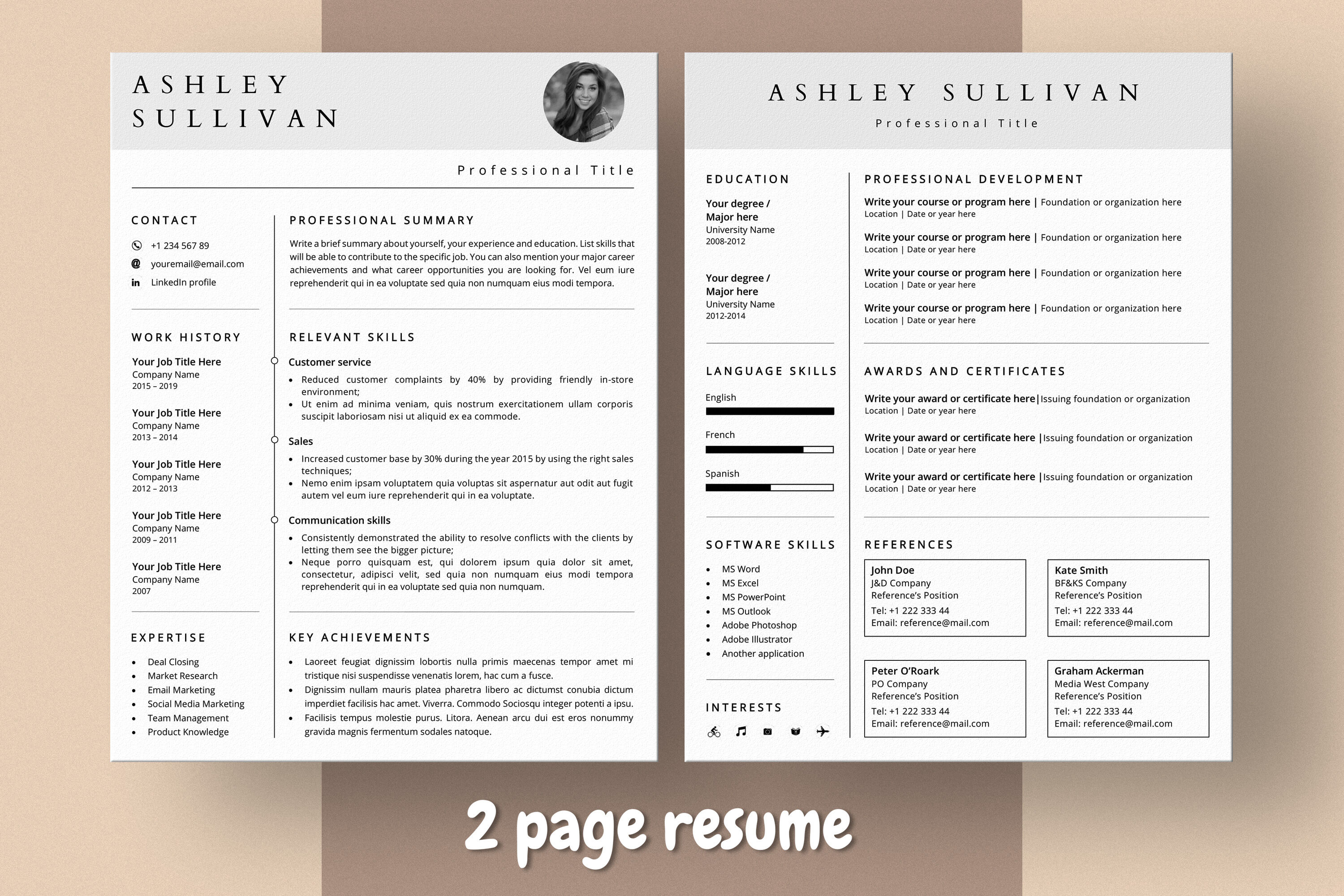 Skills Based Resume Template With Photo Word Pages By 