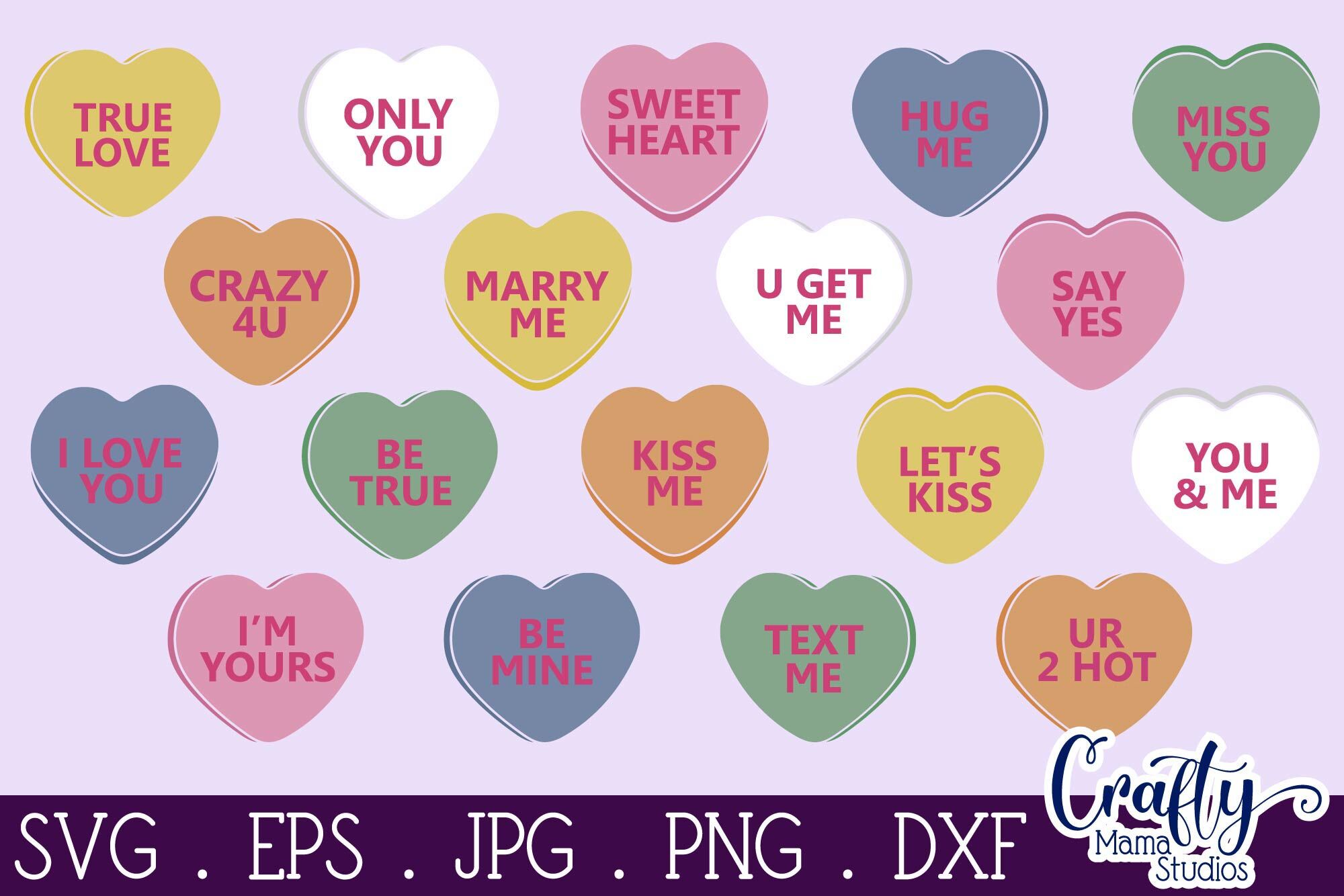 Conversation Hearts Svg, Valentine's Day, Love Quotes By Crafty Mama