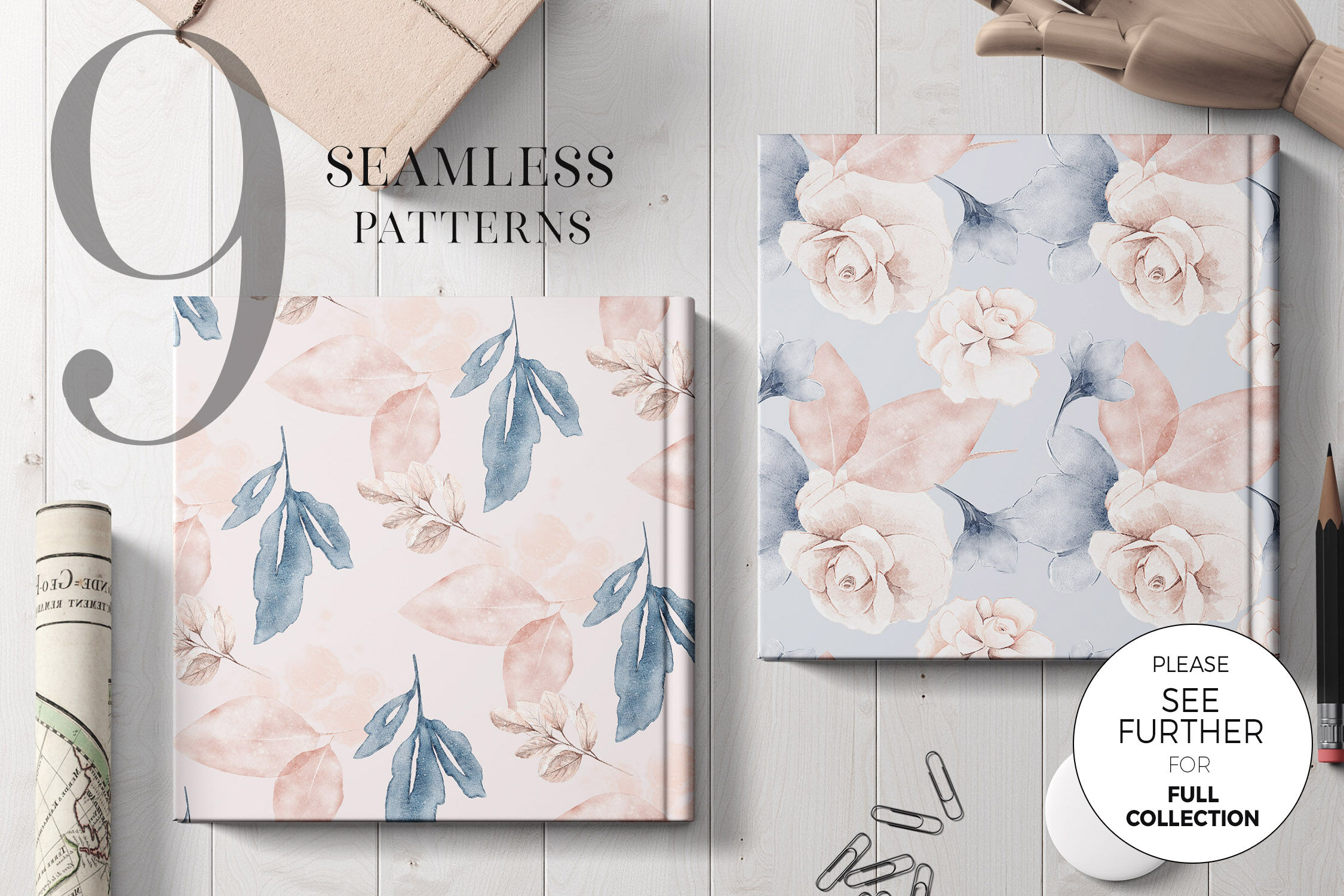 Watercolor Hand Painted Digital Paper Pack Pattern Floral ...