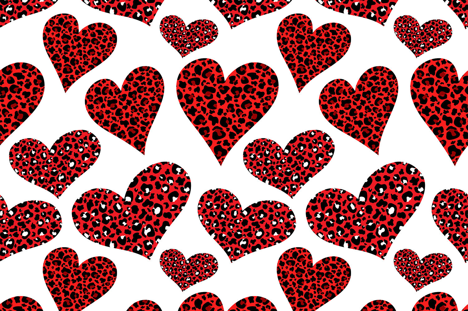 Leopard hearts pattern. Animal print pattern. Hearts SVG By