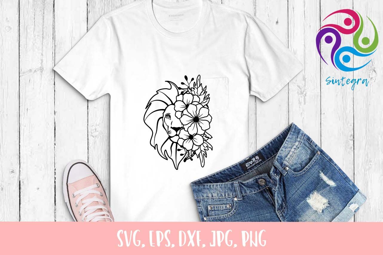 Download Floral Lion Svg File By Sintegra Thehungryjpeg Com