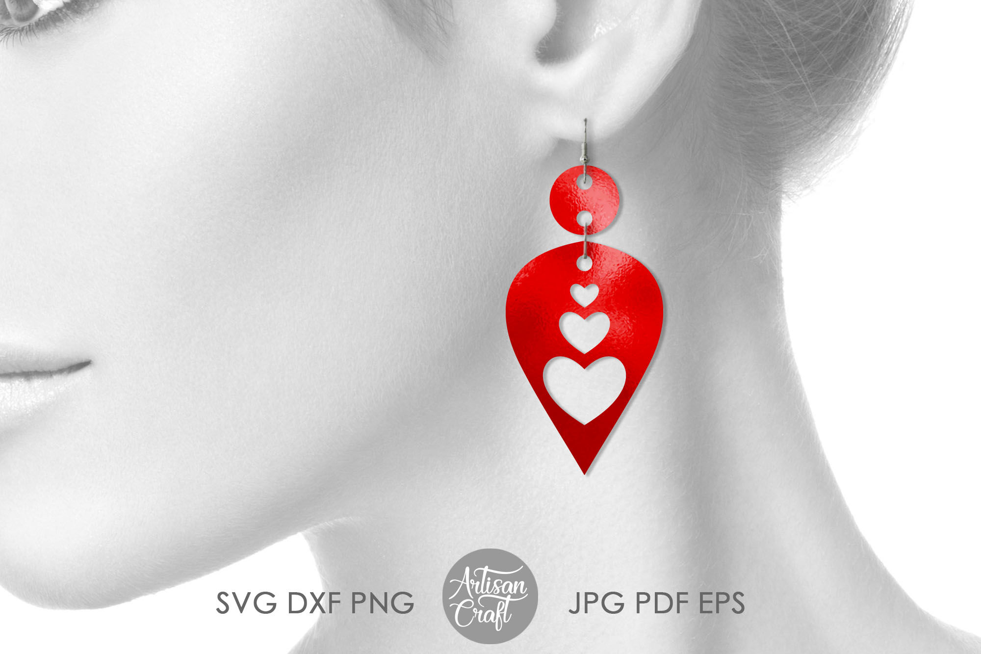Valentines earrings, SVG cut file, heart earrings SVG By Artisan Craft SVG