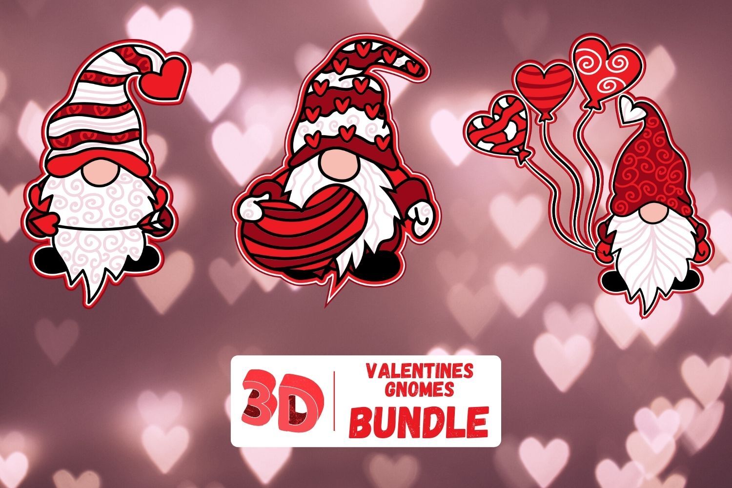 Download 3D Valentine Gnome SVG Bundle By SvgOcean | TheHungryJPEG.com
