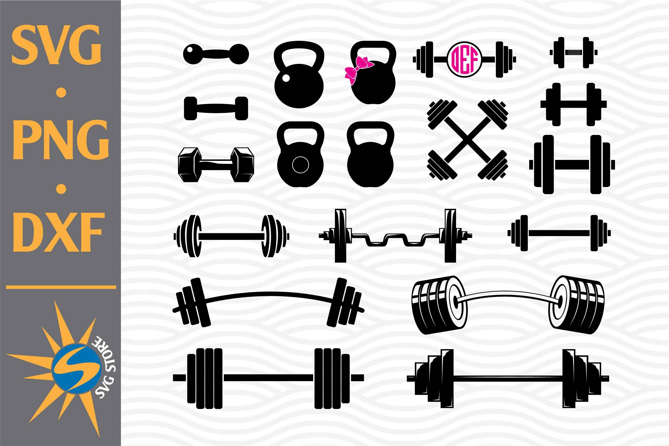 Barbell Silhouette SVG, PNG, DXF Digital Files Include By SVGStoreShop