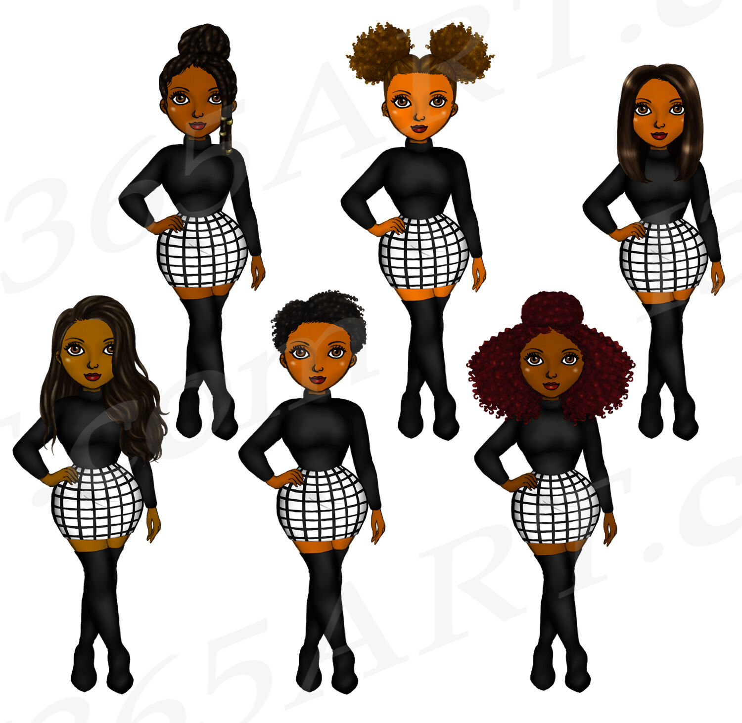 Black Women Winter Outfits Clipart PNG Graphic by mirazooze · Creative  Fabrica