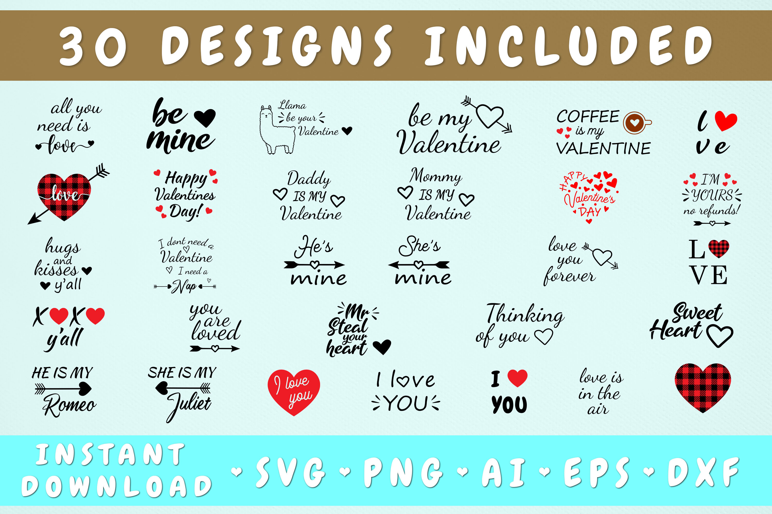 Valentine S Day Svg Bundle 30 Designs By Lemonstudiocreations Thehungryjpeg Com