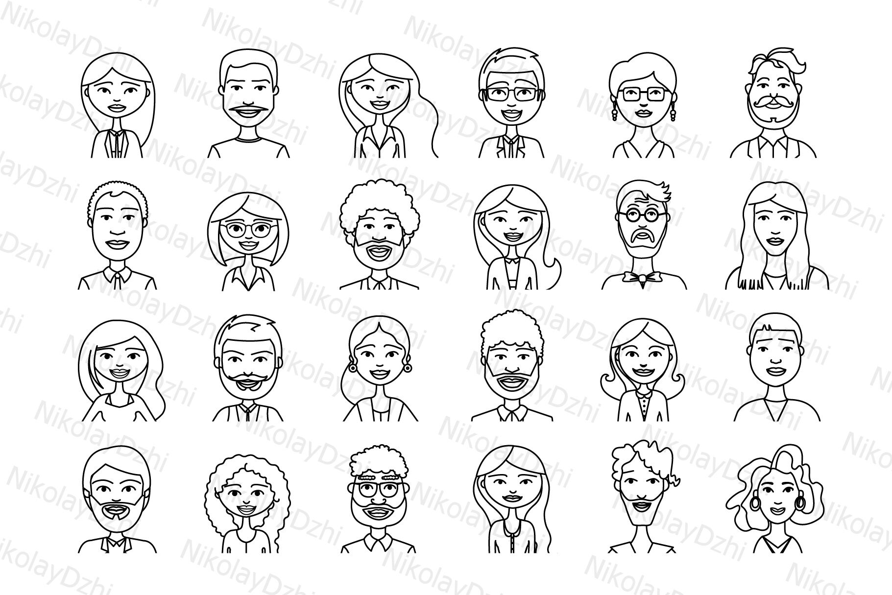 72 Avatar icons vector people collection By NikoDzhi Art