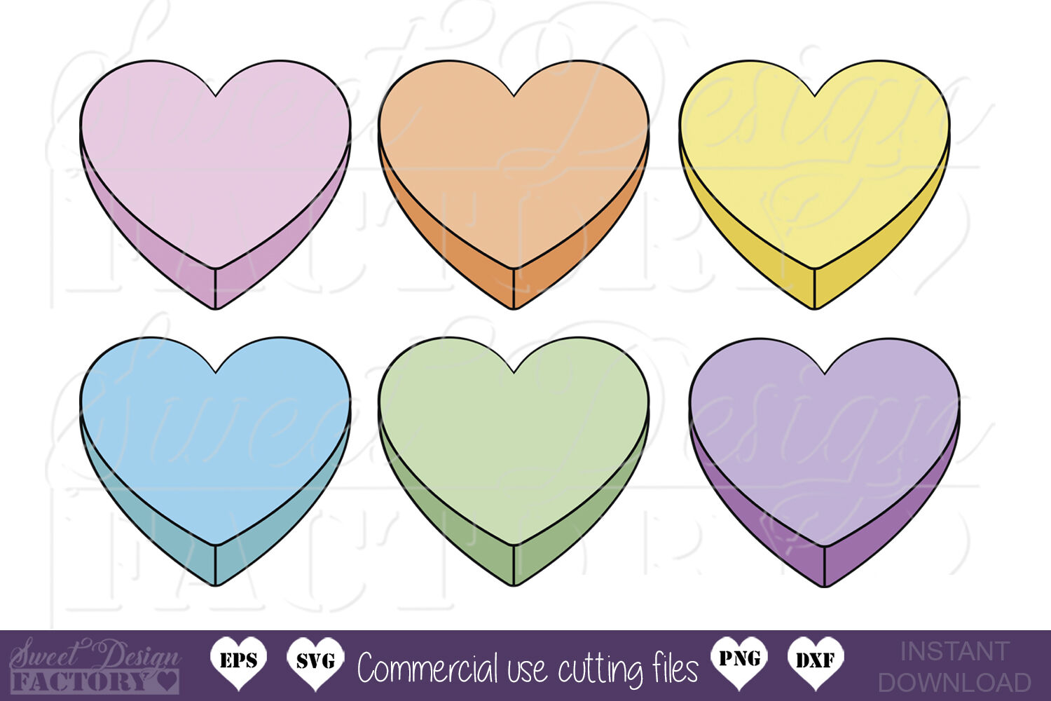 Candy Hearts SVG Bundle By Sweetdesignfactory TheHungryJPEG