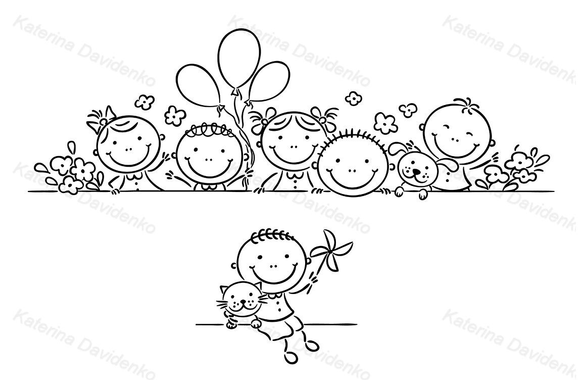 Cartoon kids border or frame By Optimistic Kids Art | TheHungryJPEG