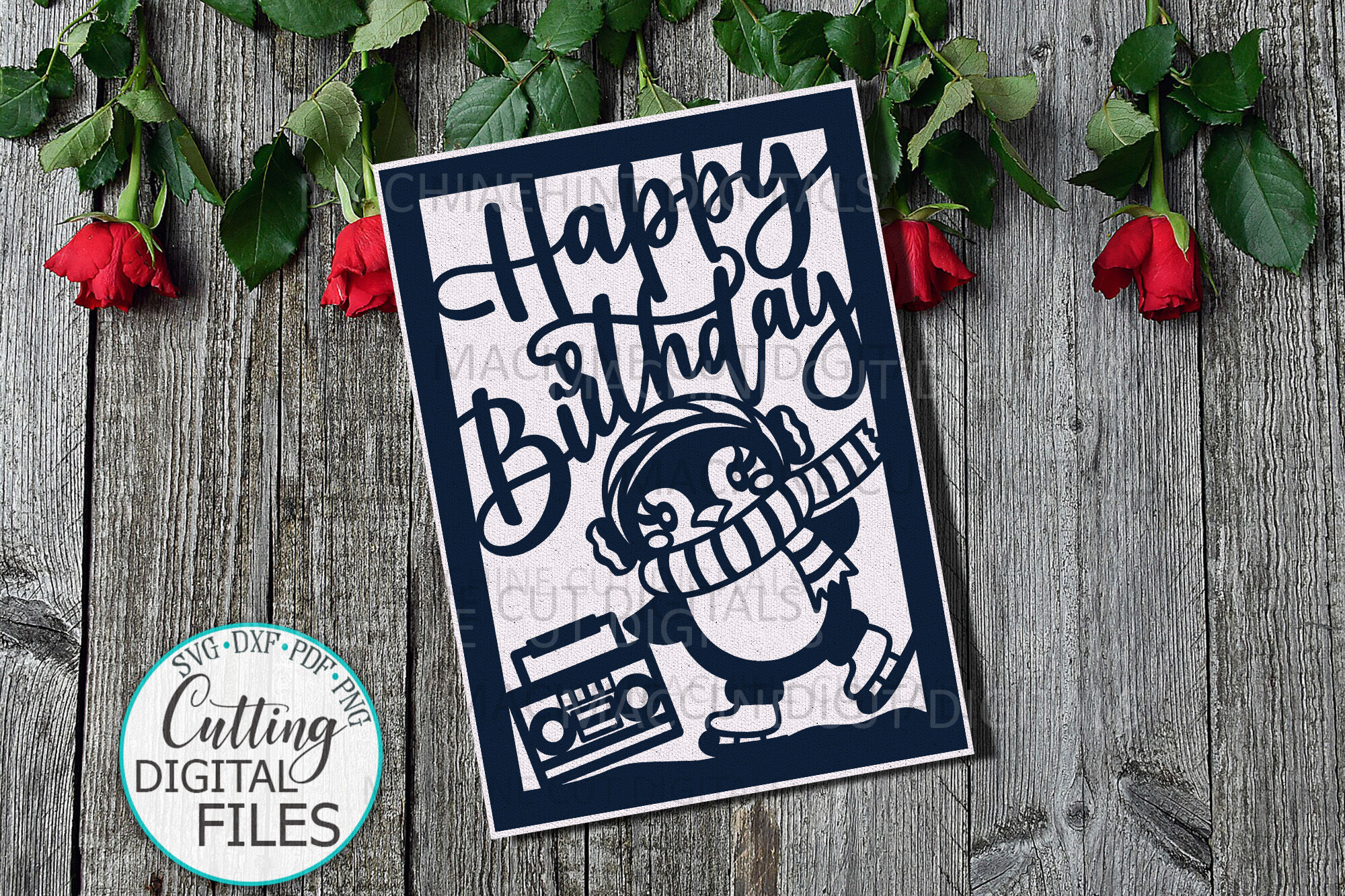 Download Funny Penguin Birthday Card Svg Dxf Cut Out Template By Kartcreation Thehungryjpeg Com