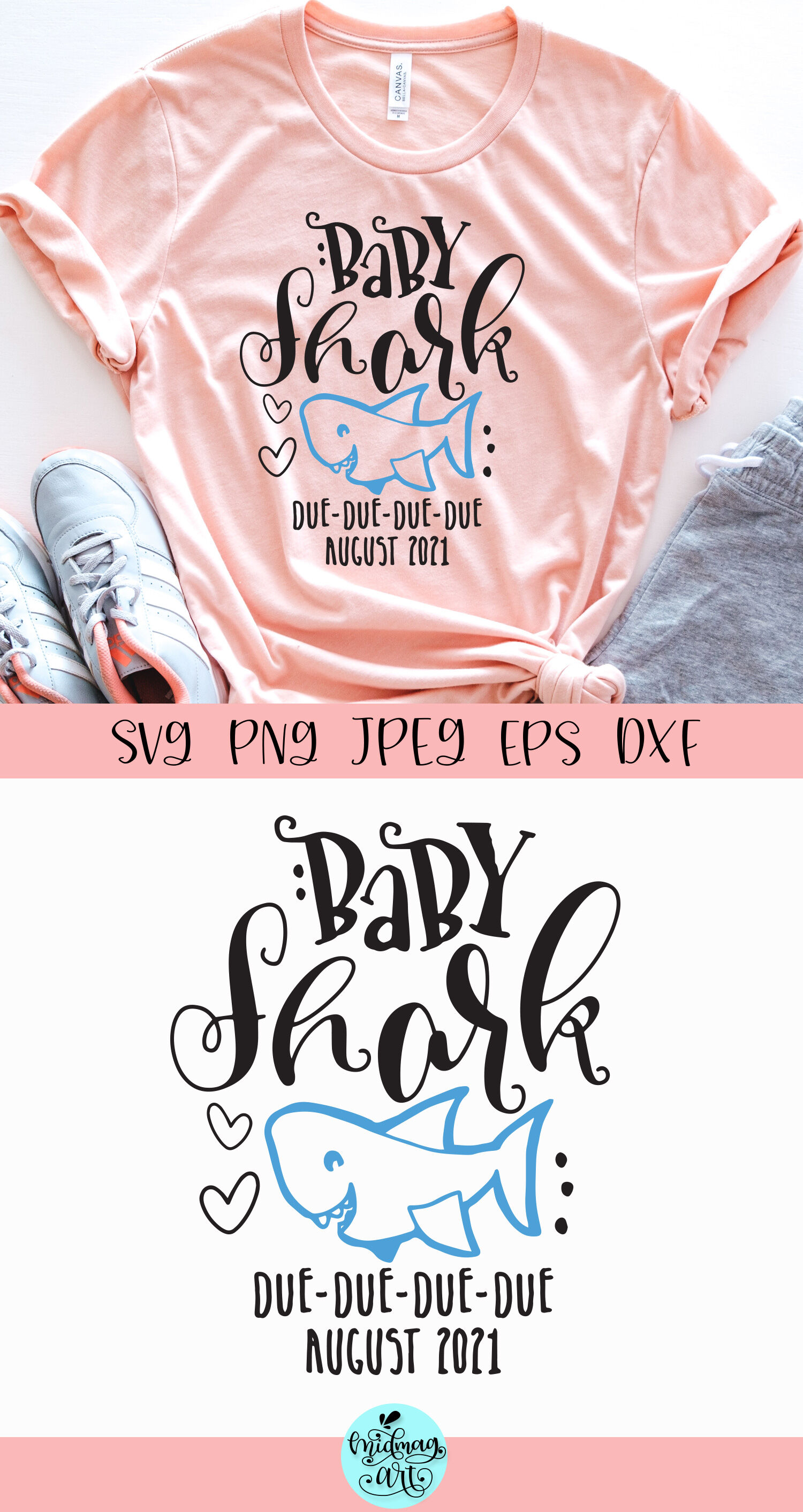 Download Baby shark due august 2021 svg, pregnancy svg By Midmagart ...